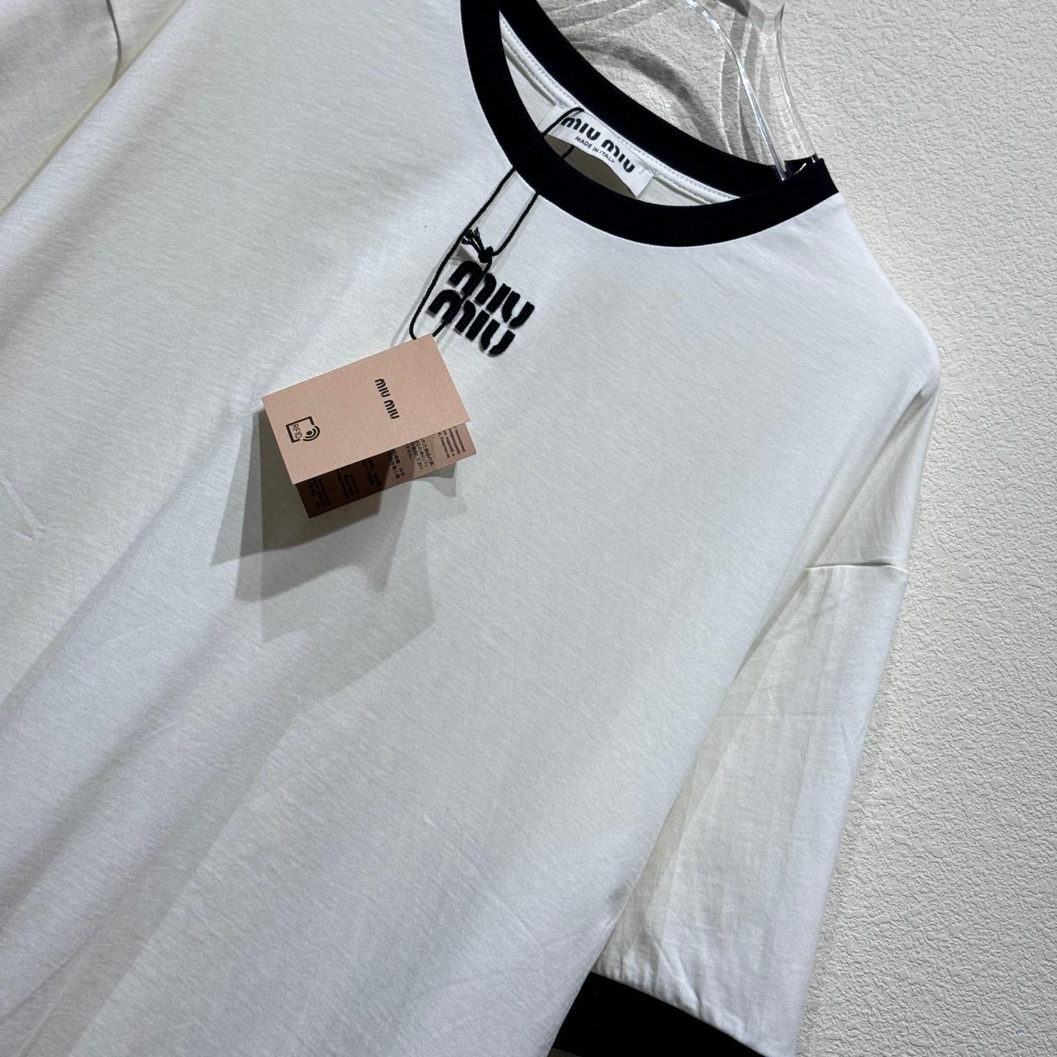 Miu Miu Logo Cotton T-shirt - FashionPlug