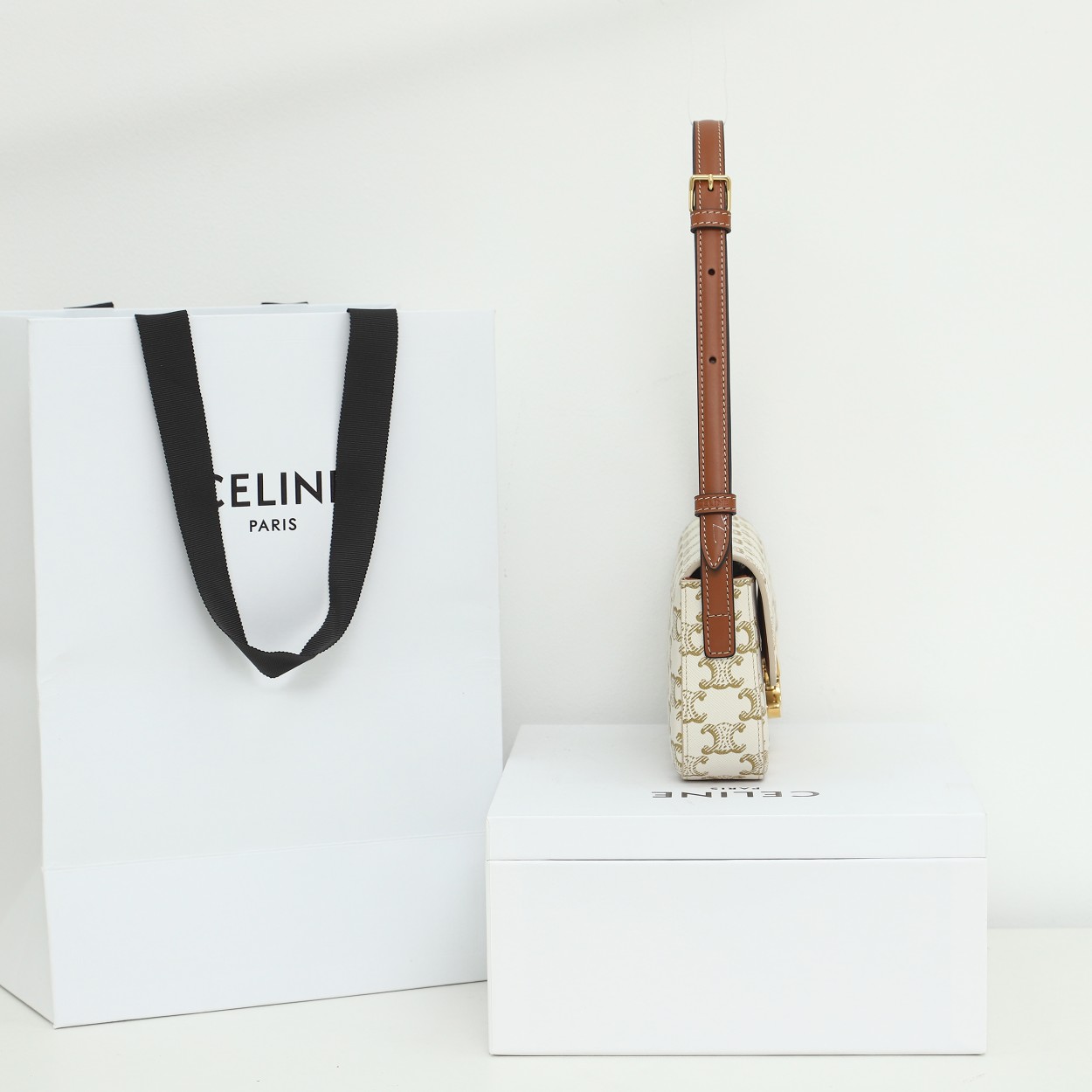 Celine Shoulder Bag Claude In Triomphe Canvas And Calfskin - FashionPlug