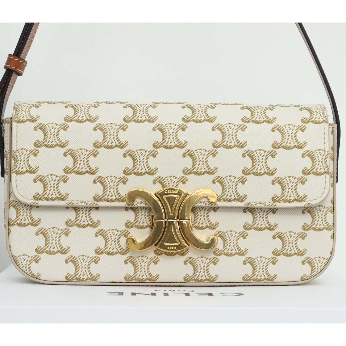 Celine Shoulder Bag Claude In Triomphe Canvas And Calfskin - FashionPlug