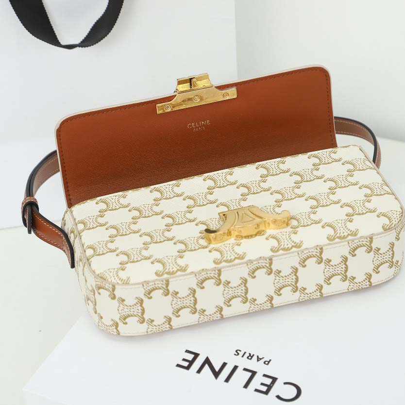 Celine Shoulder Bag Claude In Triomphe Canvas And Calfskin - FashionPlug