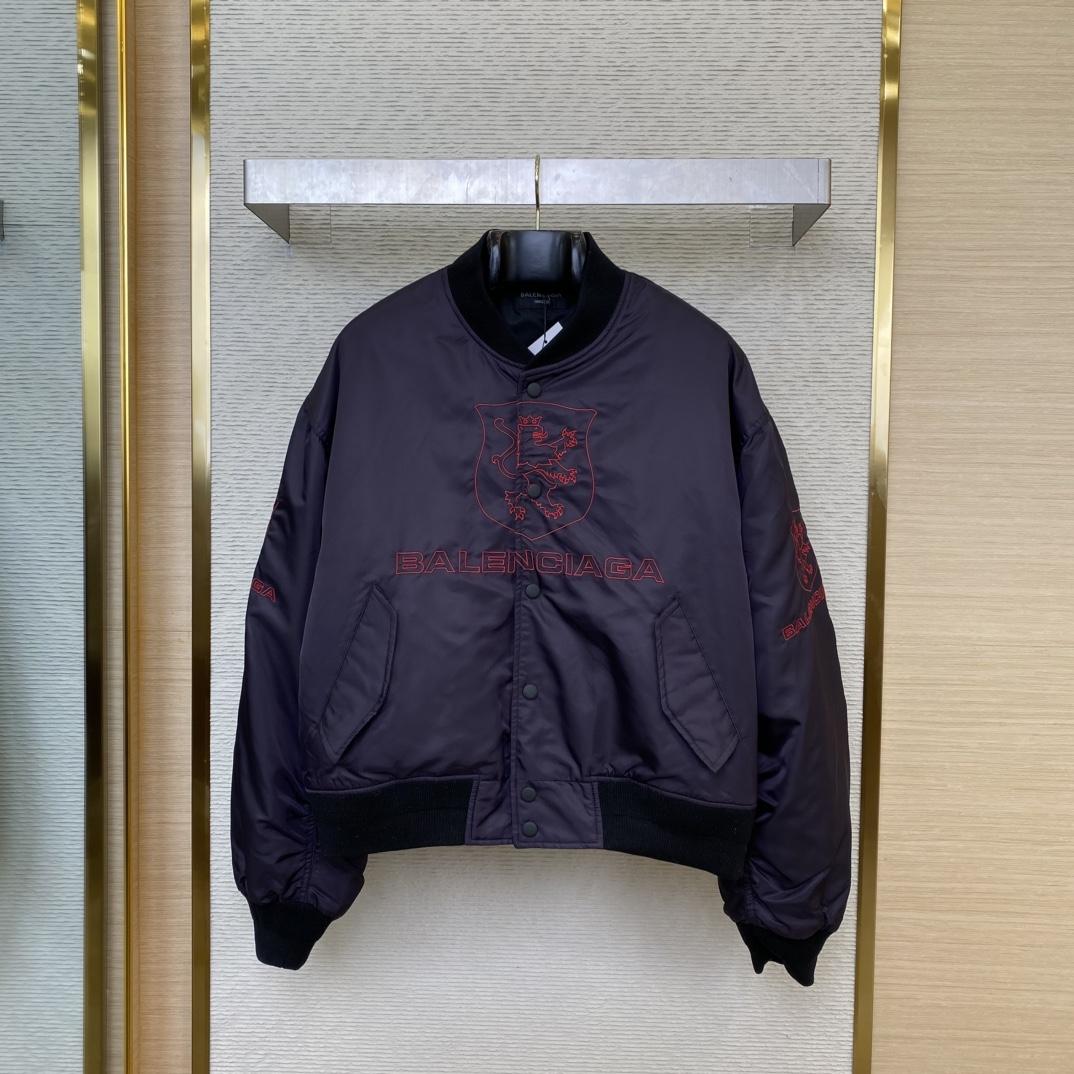 Balenciaga Lion Club Varsity Jacket In Black - FashionPlug