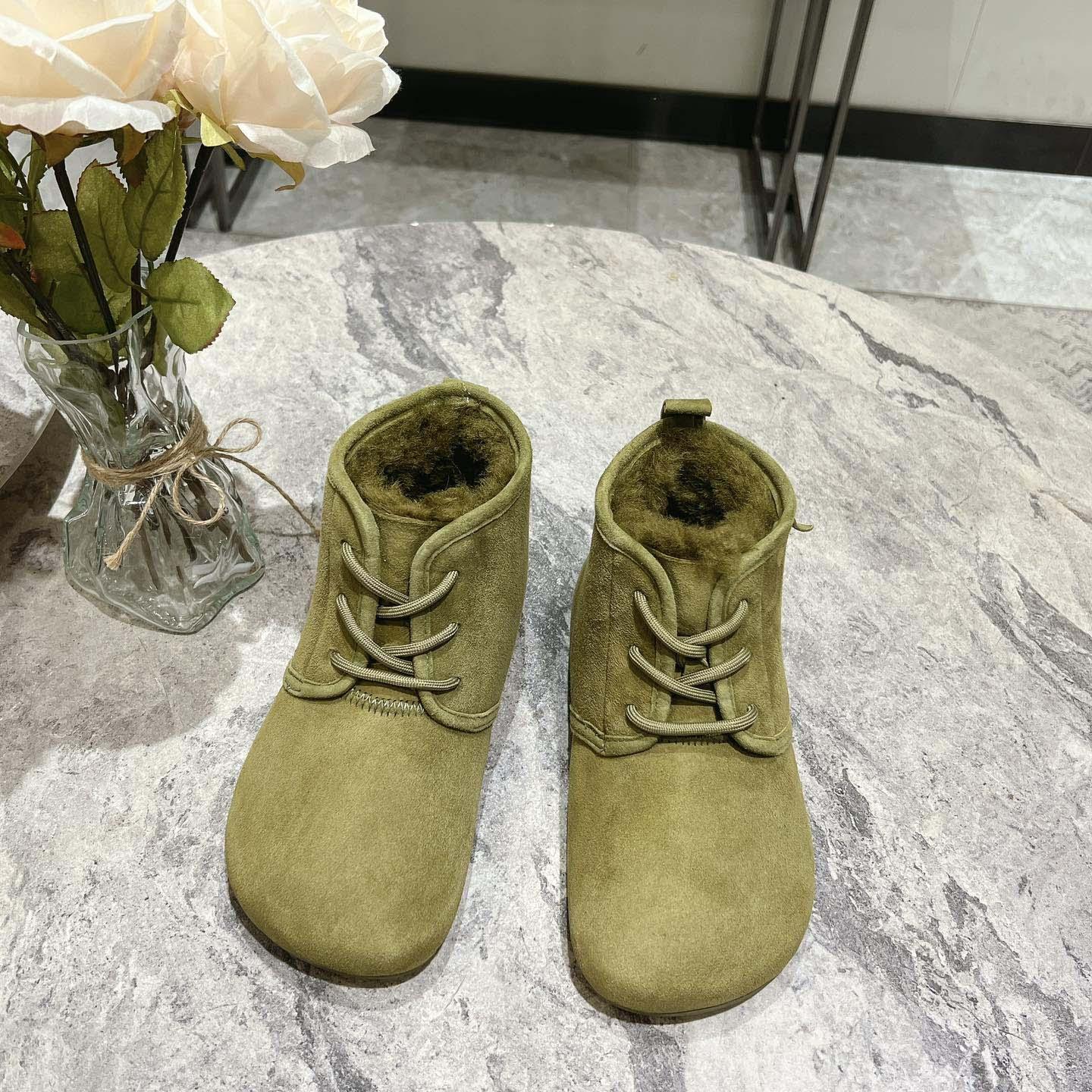 Loewe Lago Lace-up Bootie In Suede And Shearling - FashionPlug
