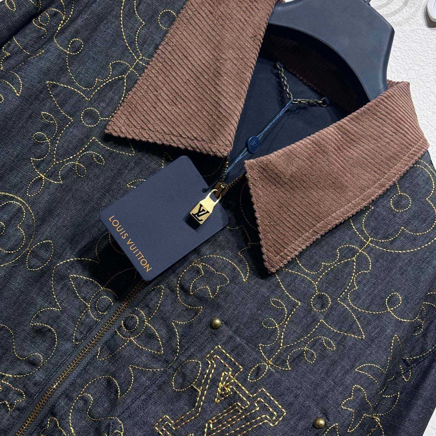 Louis Vuitton Embroidered Denim Workwear Jacket   - FashionPlug