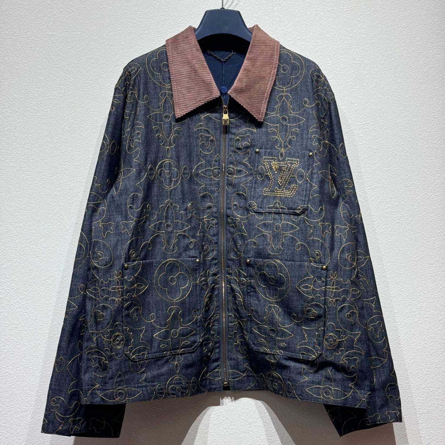 Louis Vuitton Embroidered Denim Workwear Jacket   - FashionPlug