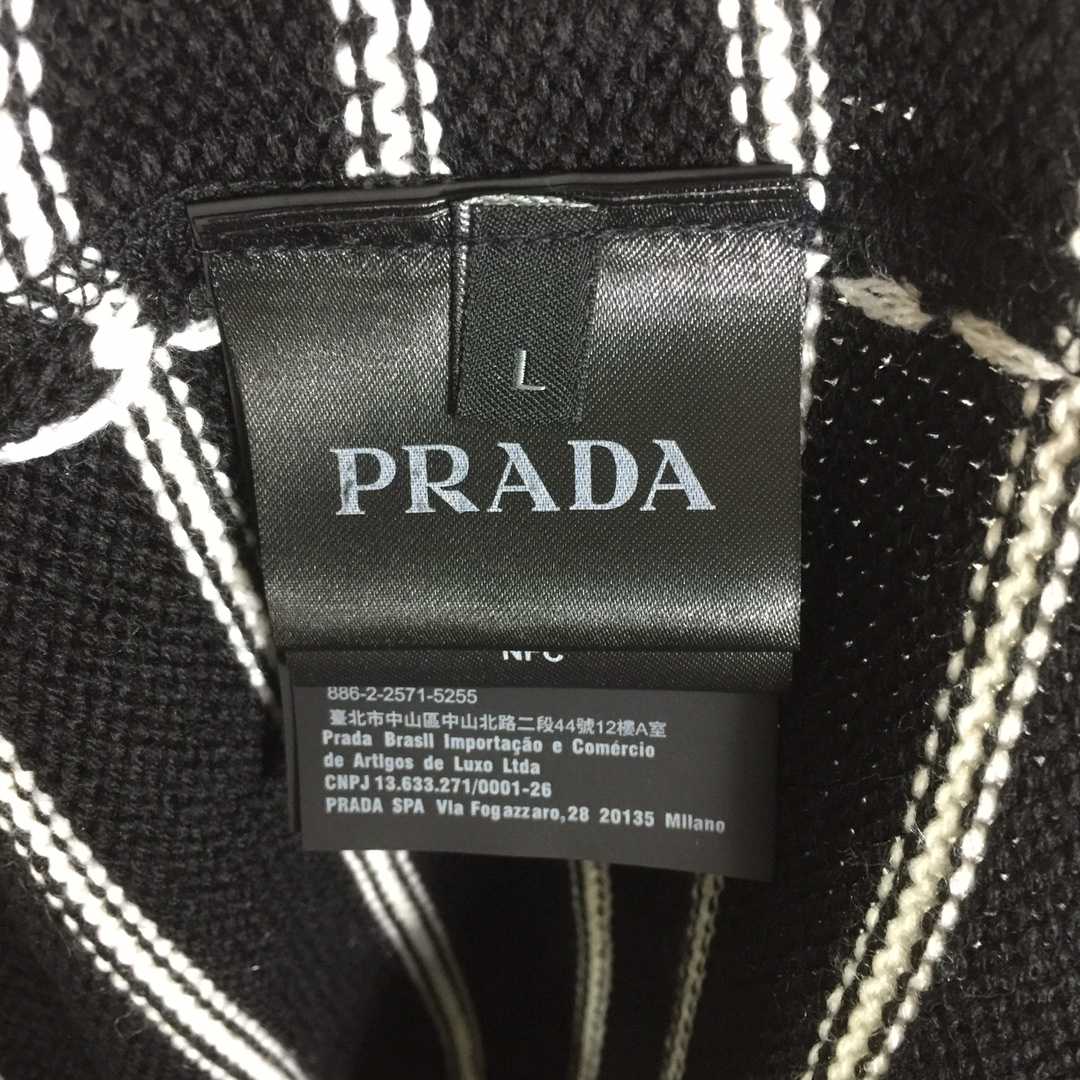 Prada Intarsia-logo Striped Cashmere Jumper - FashionPlug