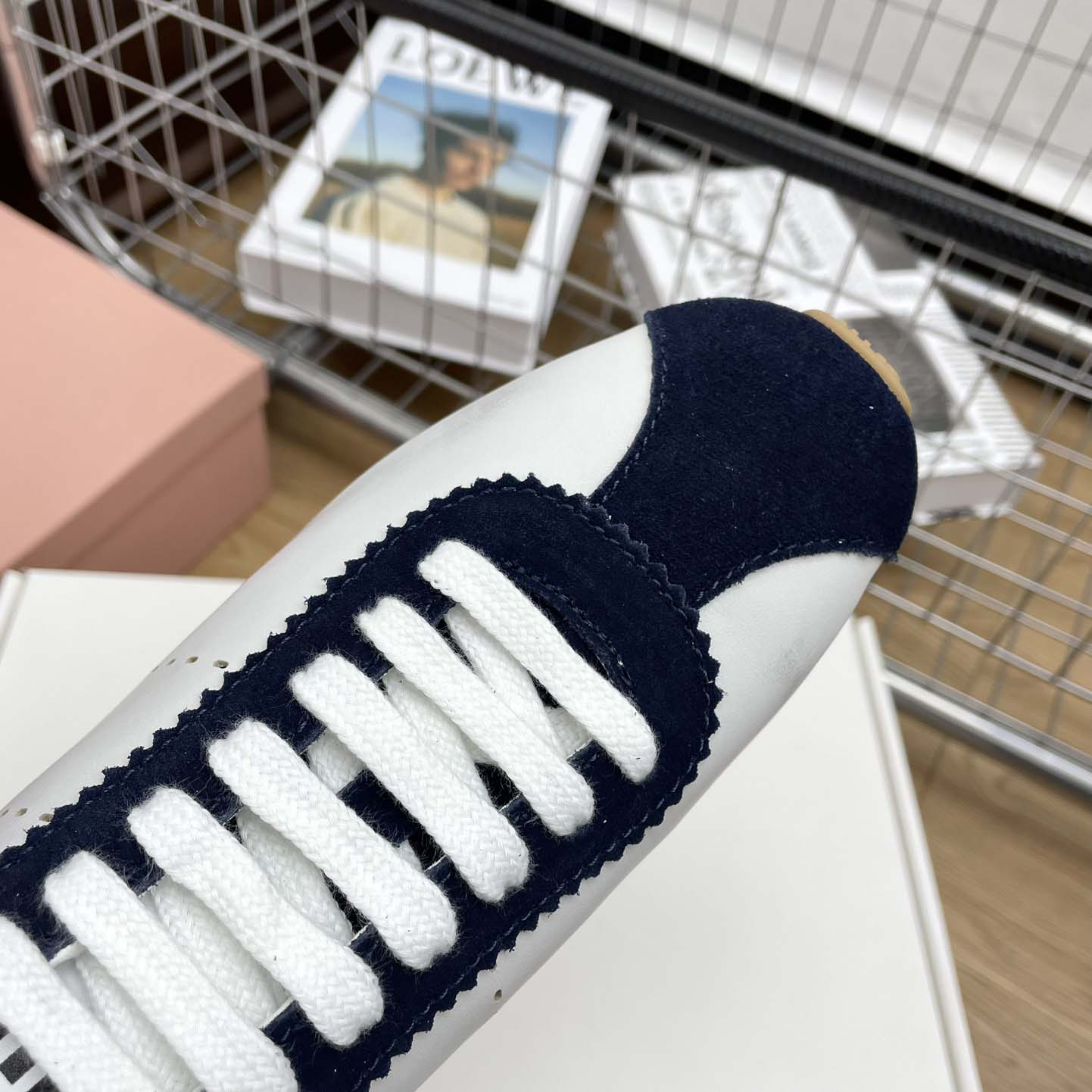 Miu Miu Plume Nappa Leather And Suede Sneakers - FashionPlug