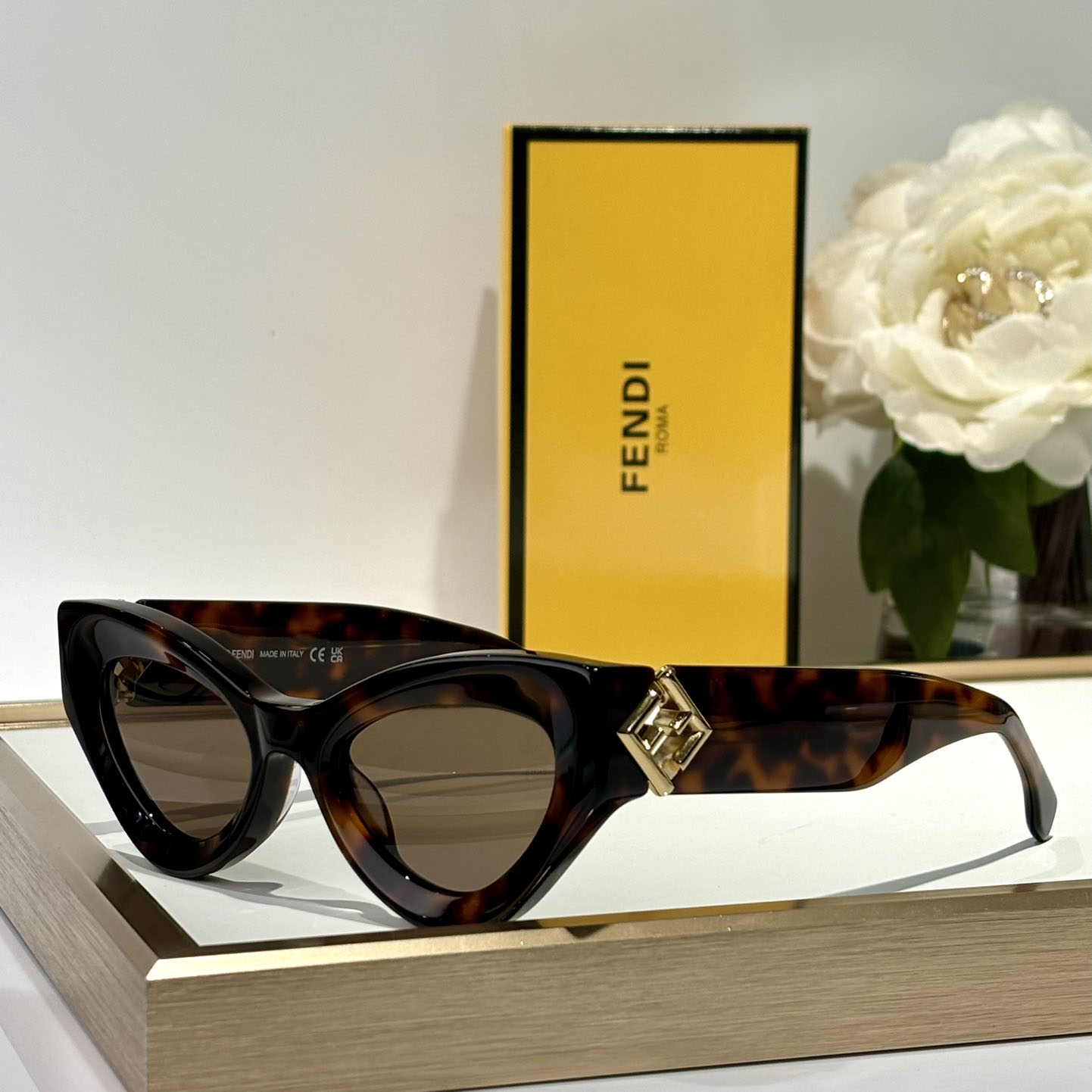Fendi FF Diamonds Havana Acetate Sunglasses    FE40146l  - FashionPlug