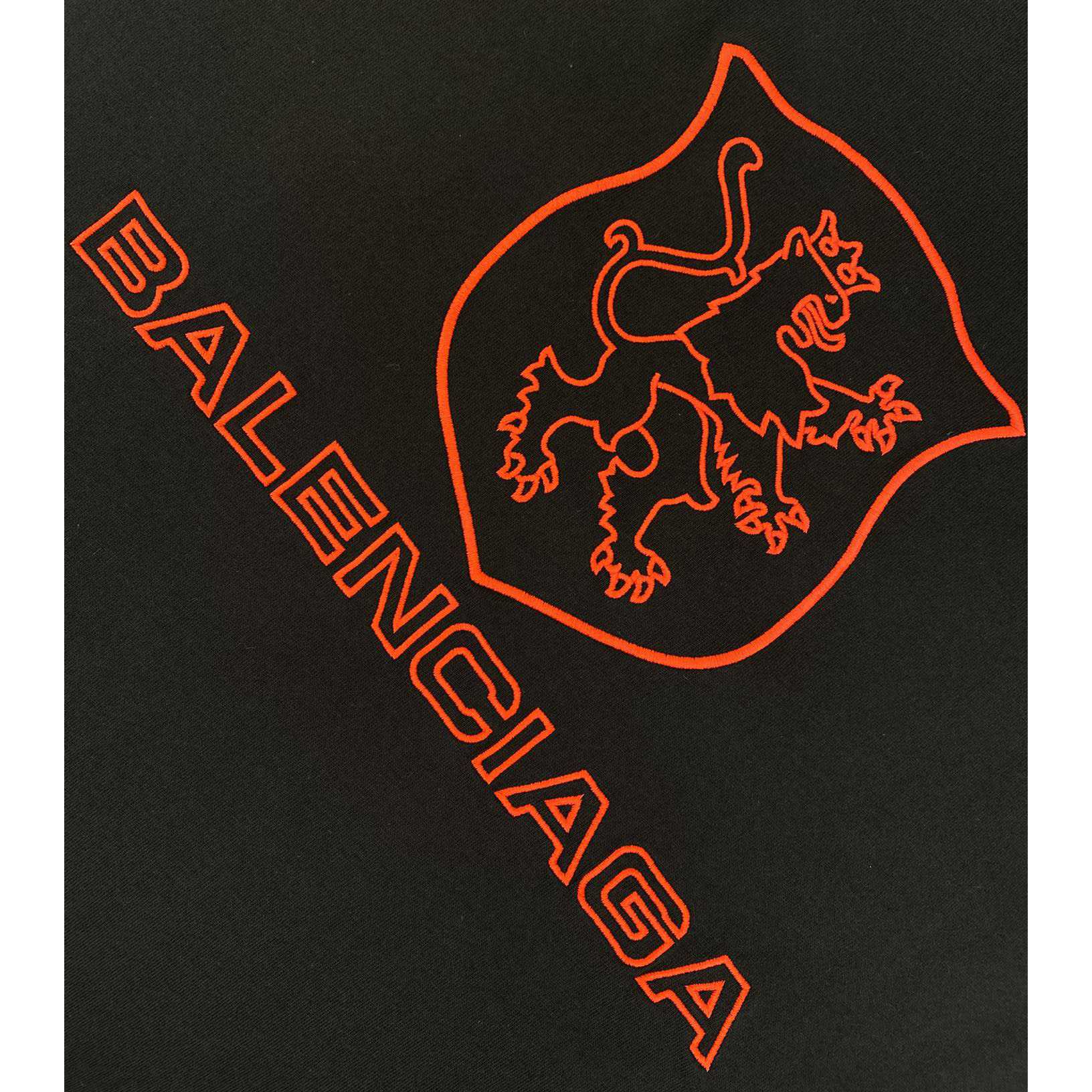 Balenciaga Lion Club T-Shirt Oversized In Washed black And Red - FashionPlug