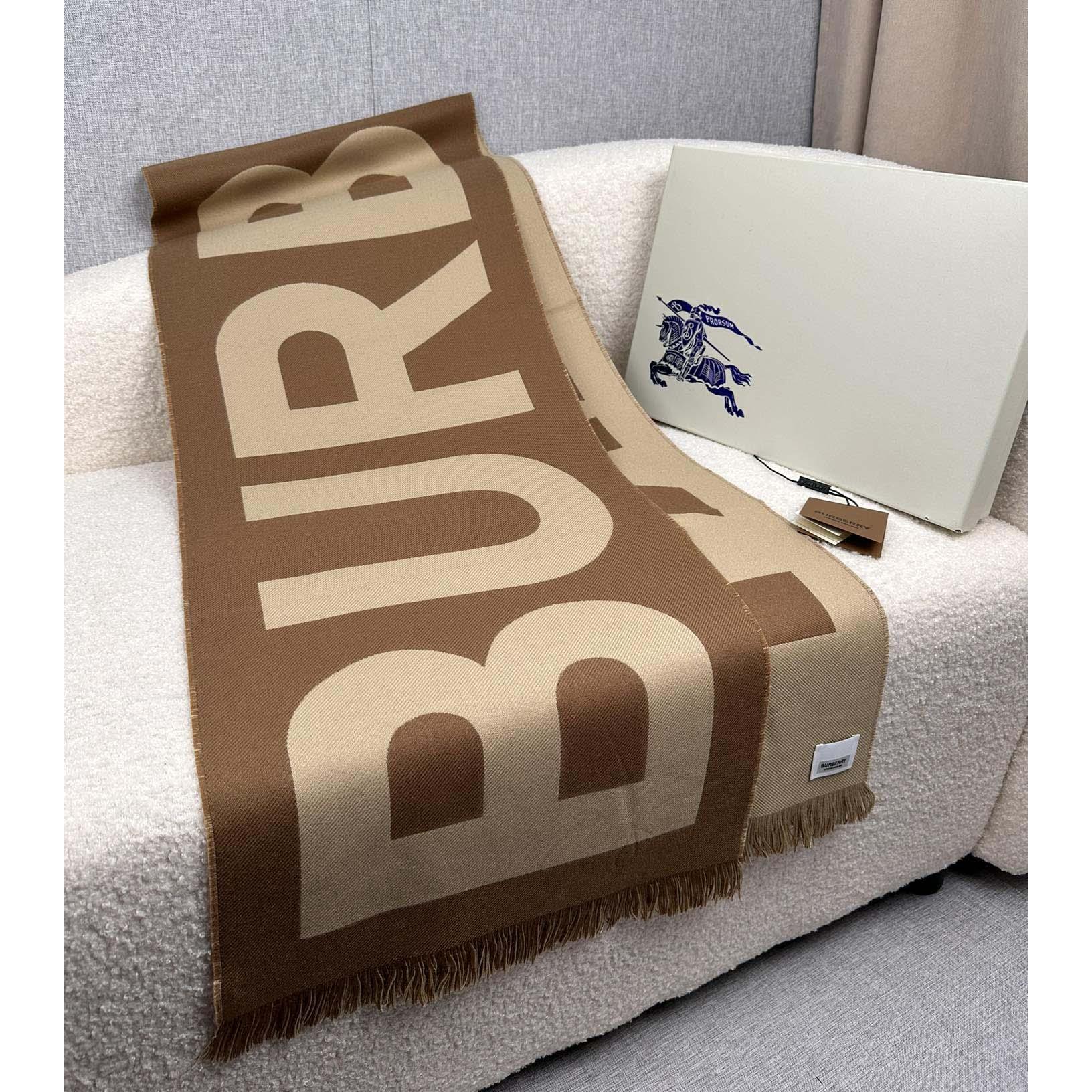 Burberry Logo Wool Jacquard Scarf - FashionPlug