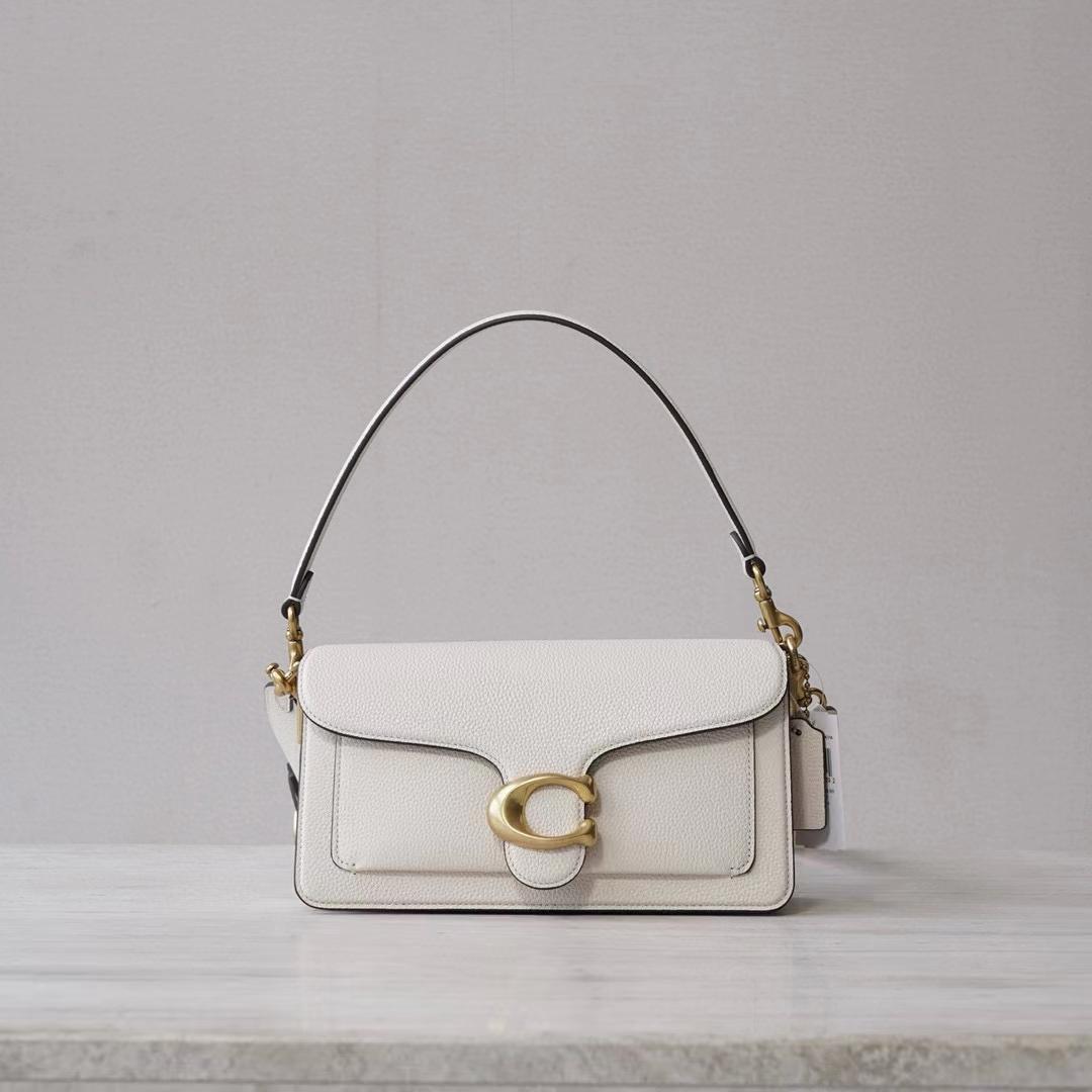 Coach Women's White Pebble Tabby Shoulder Bag （26*15*8cm） - FashionPlug
