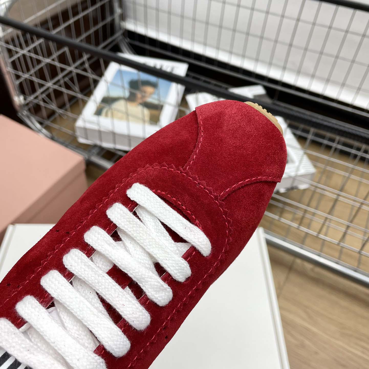 Miu Miu Plume Suede Sneakers - FashionPlug