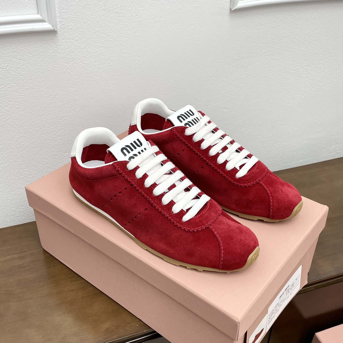 Miu Miu Plume Suede Sneakers - FashionPlug