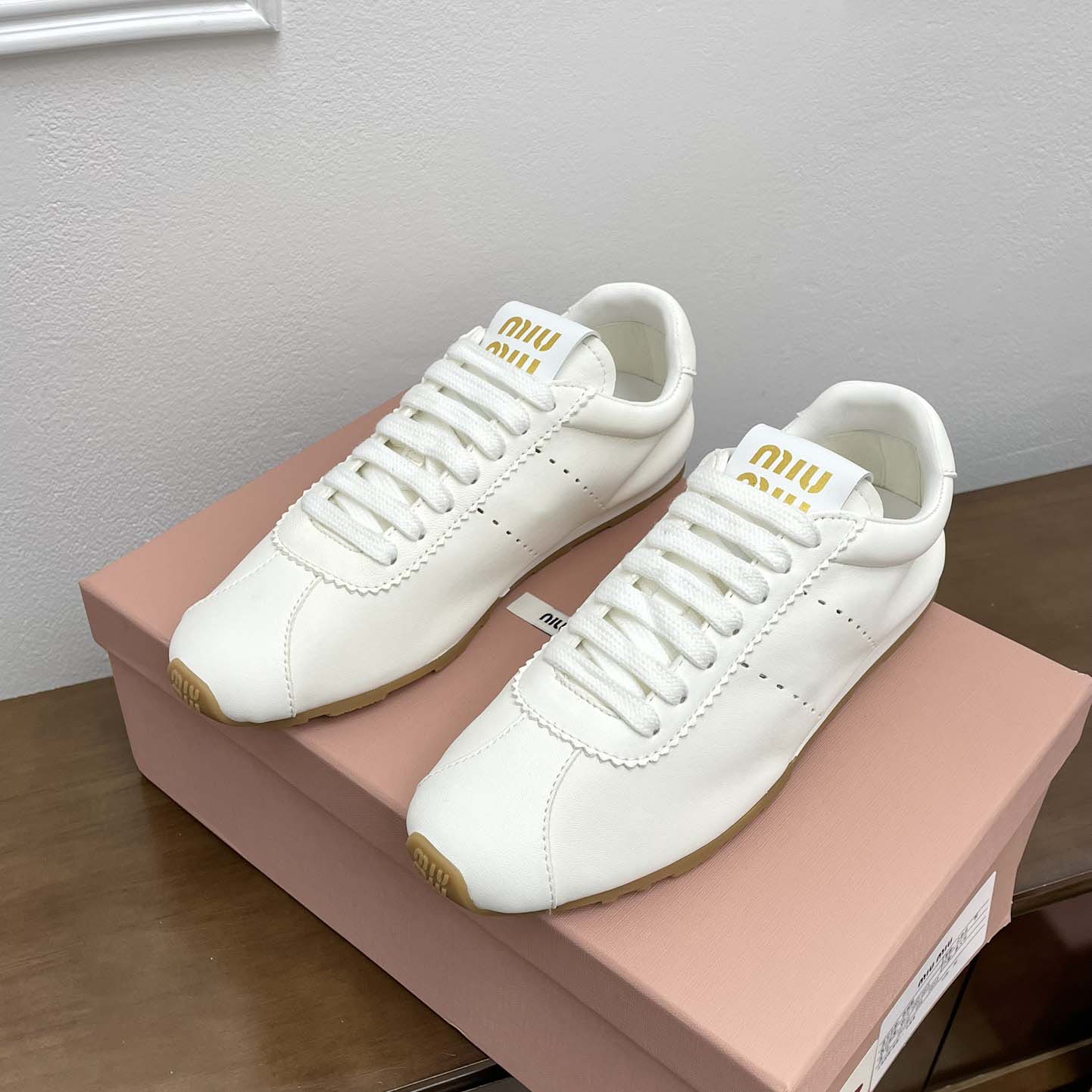 Miu Miu Plume Nappa Leather Sneakers - FashionPlug