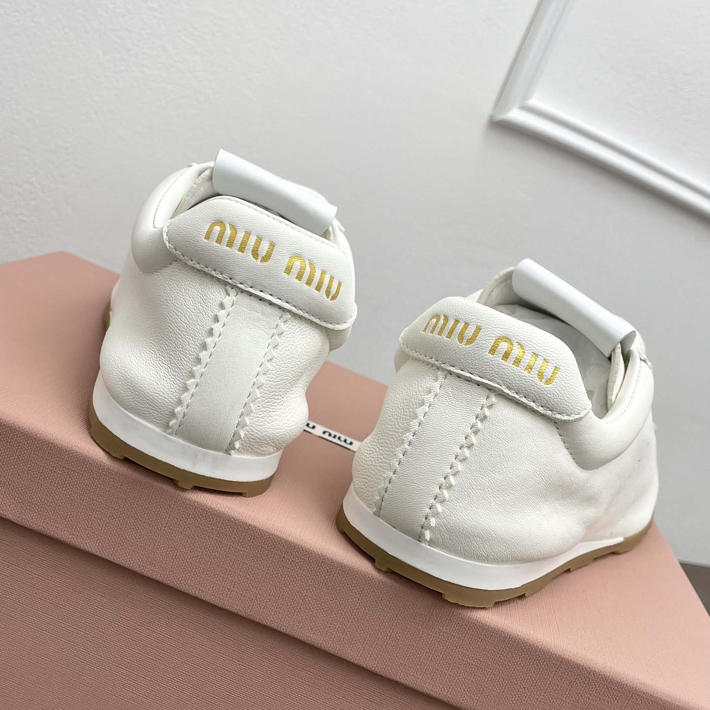 Miu Miu Plume Nappa Leather Sneakers - FashionPlug