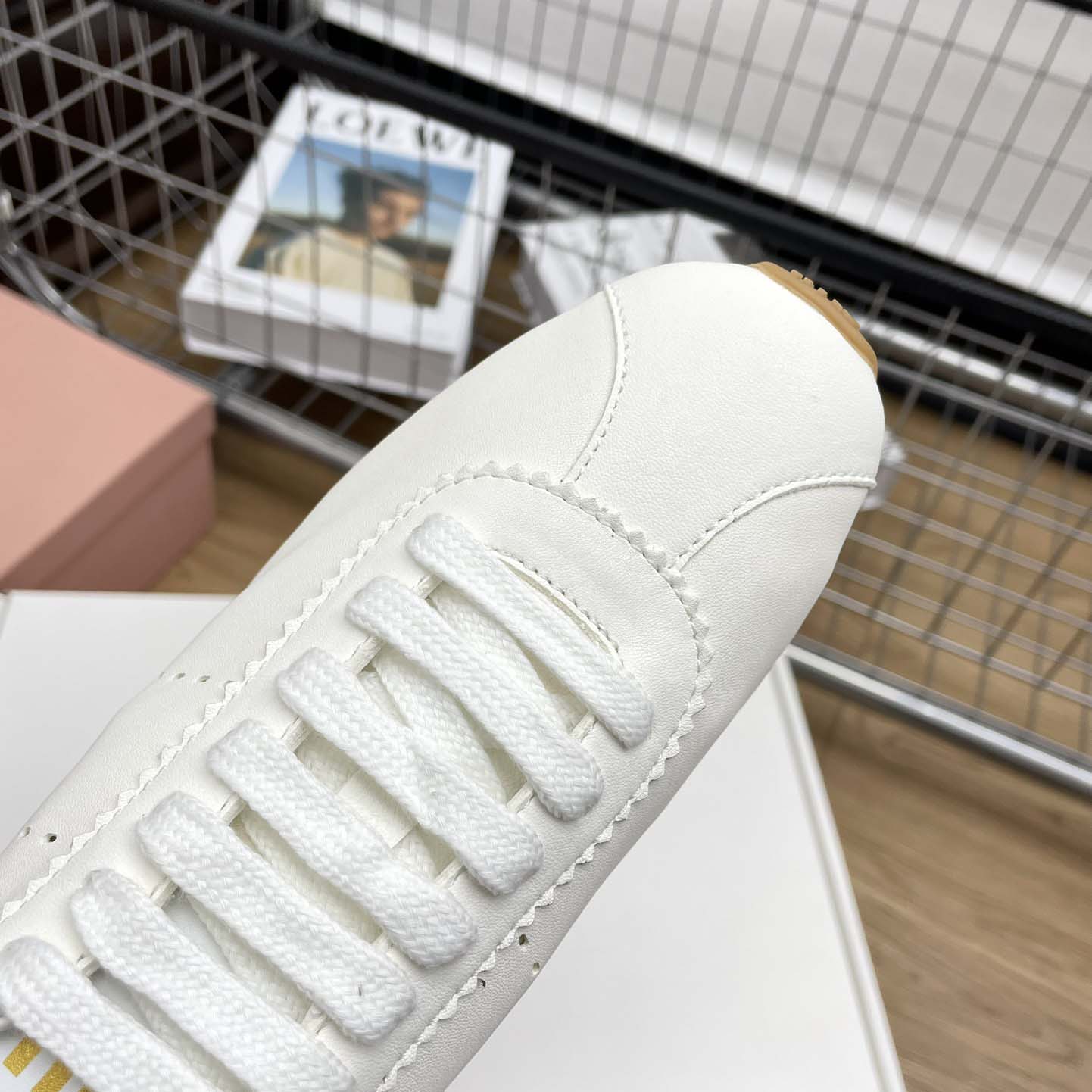 Miu Miu Plume Nappa Leather Sneakers - FashionPlug