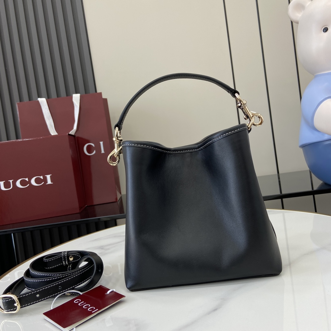 Gucci GG Emblem Mini Bucket Bag  - FashionPlug