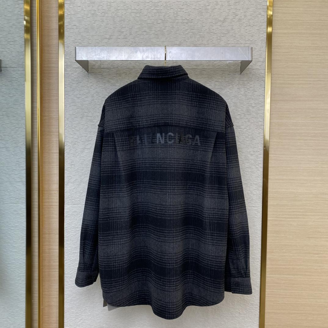 Balenciaga Black Checked Wool-Blend Flannel Shirt - FashionPlug