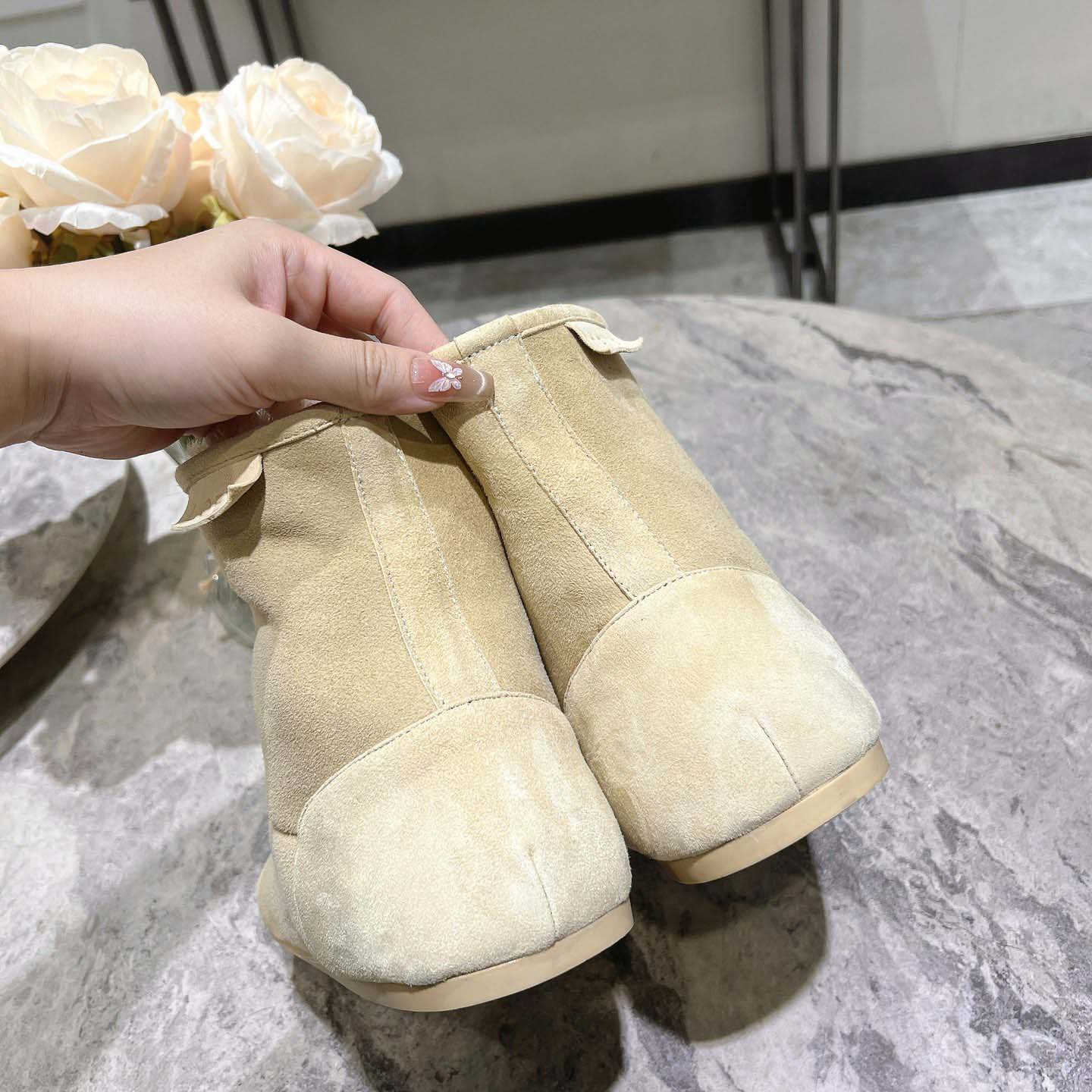 Loewe Lago Boot In Suede And Shearling - FashionPlug