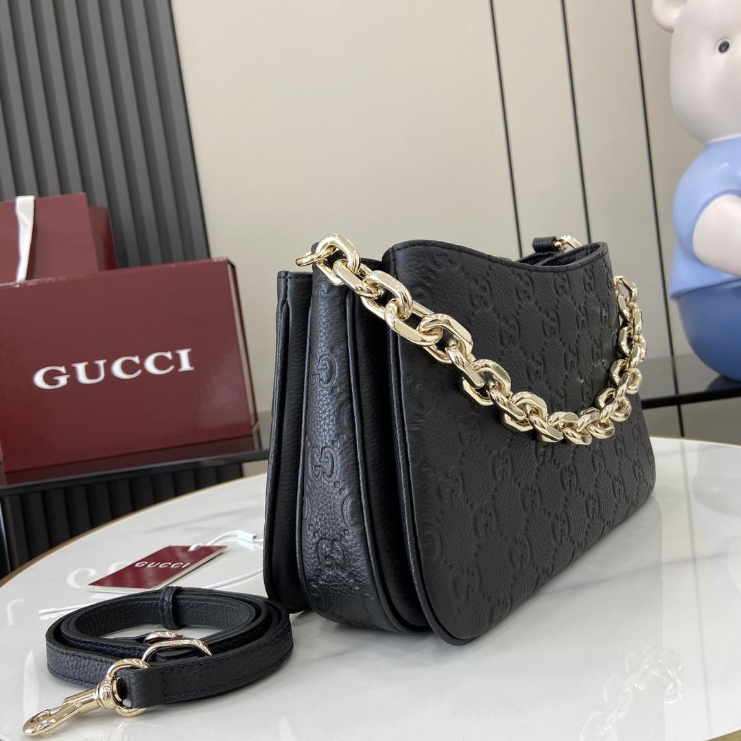Gucci GG Emblem Mini Shoulder Bag  - FashionPlug