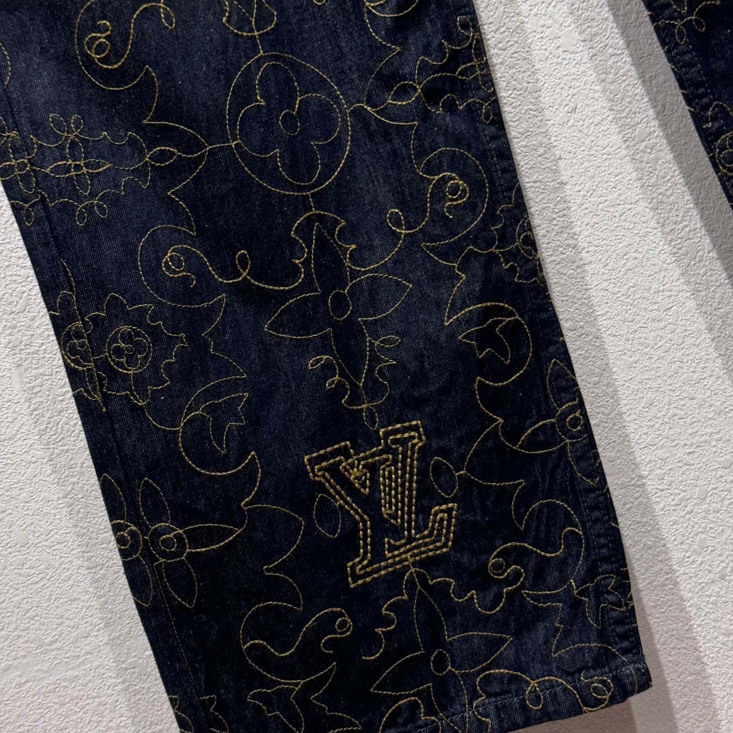 Louis Vuitton Embroidered Denim Pants    - FashionPlug