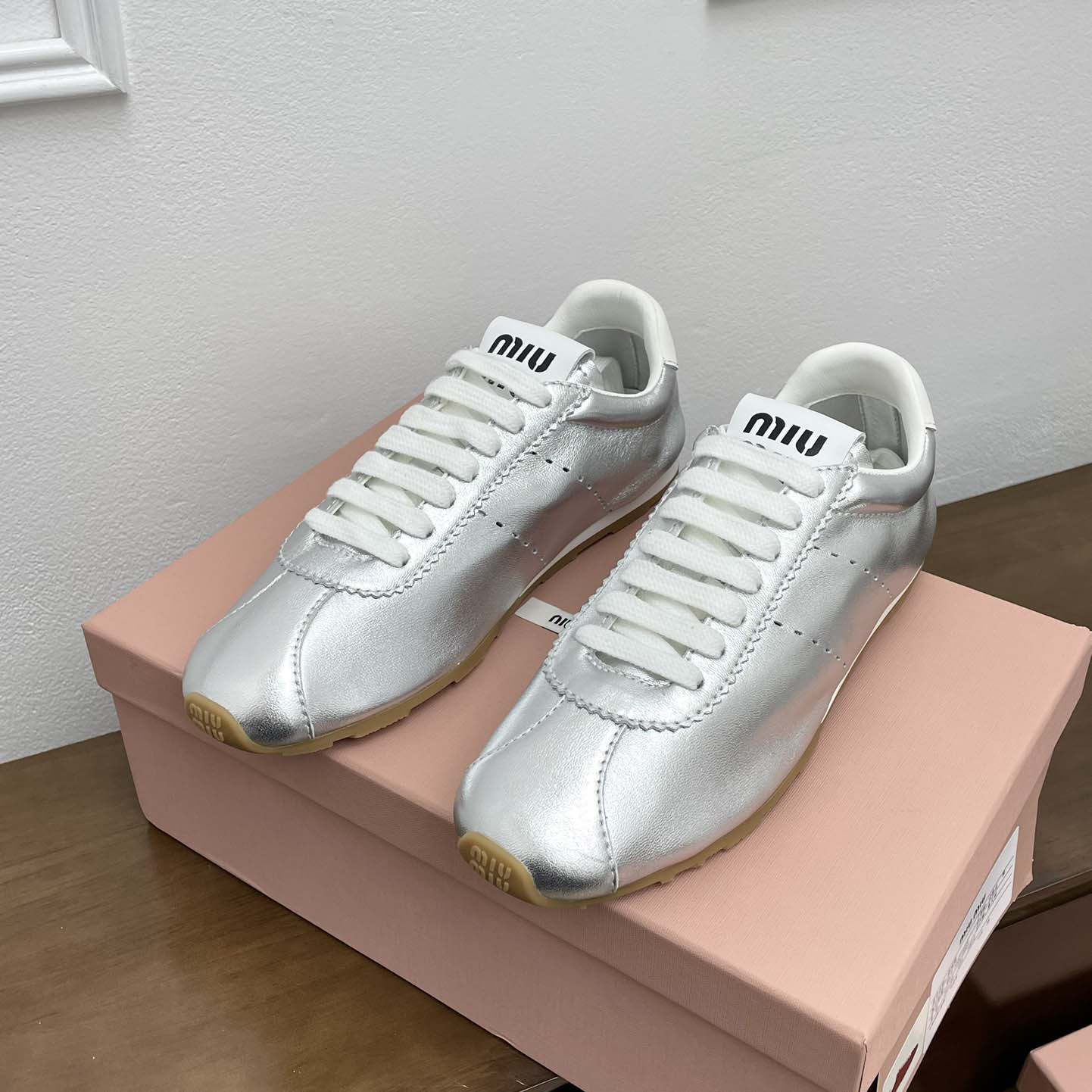 Miu Miu Plume Mordoré Calfskin Sneakers - FashionPlug