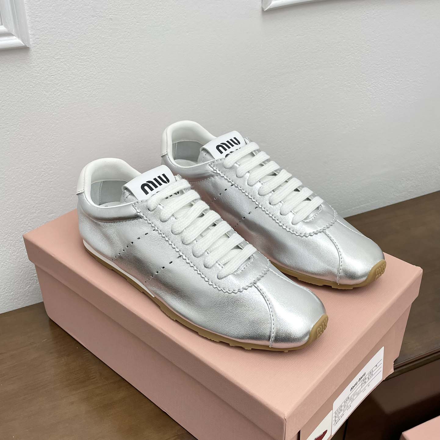 Miu Miu Plume Mordoré Calfskin Sneakers - FashionPlug