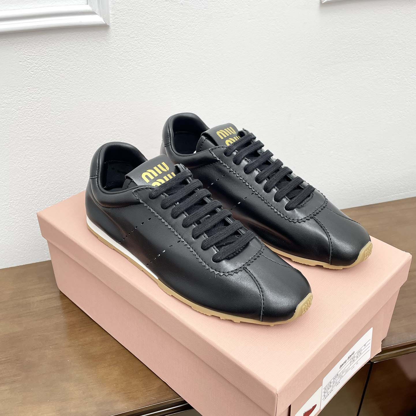 Miu Miu Plume Nappa Leather Sneakers - FashionPlug