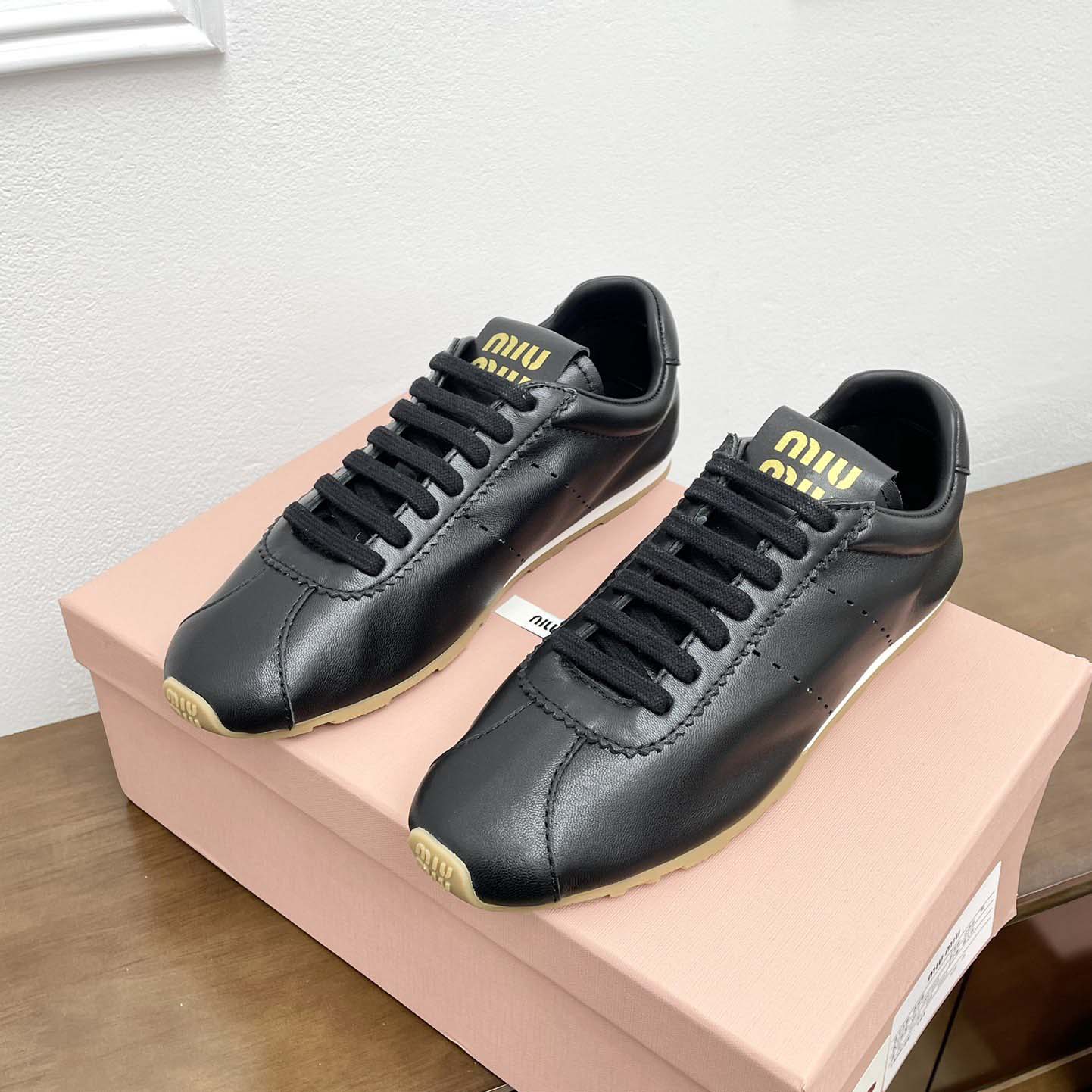 Miu Miu Plume Nappa Leather Sneakers - FashionPlug