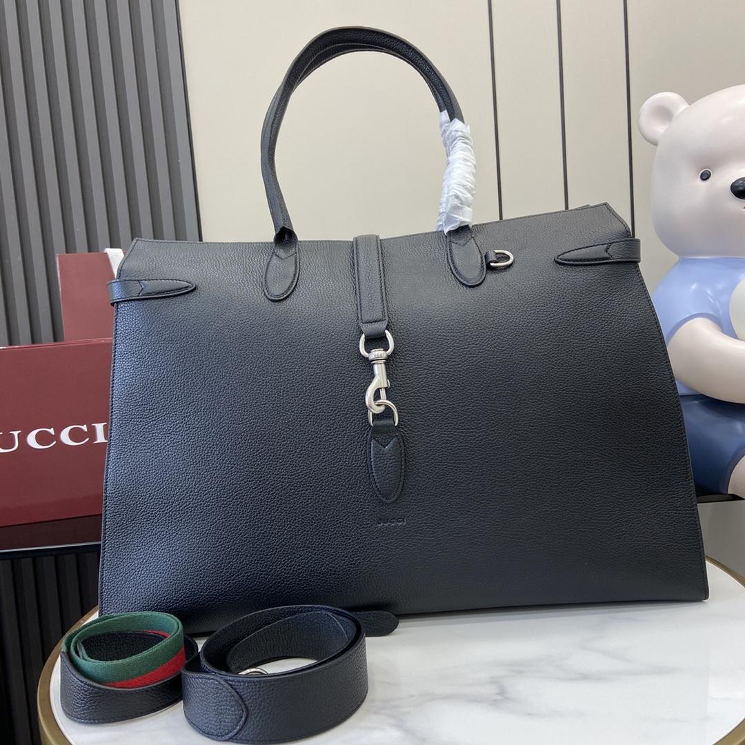 Gucci Large Tote Bag With Hook Closure - FashionPlug