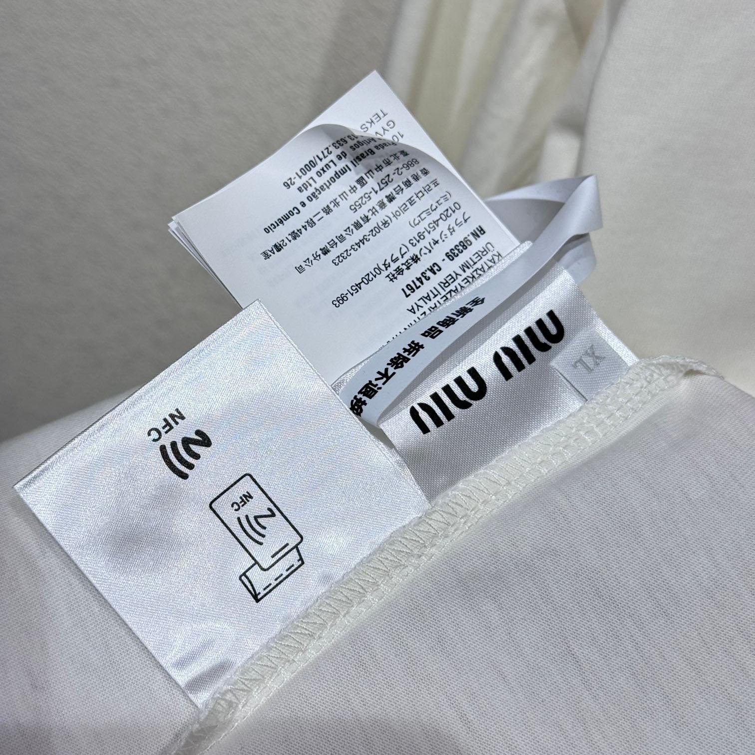 Miu Miu Long Sleeve Cotton T-shirt - FashionPlug