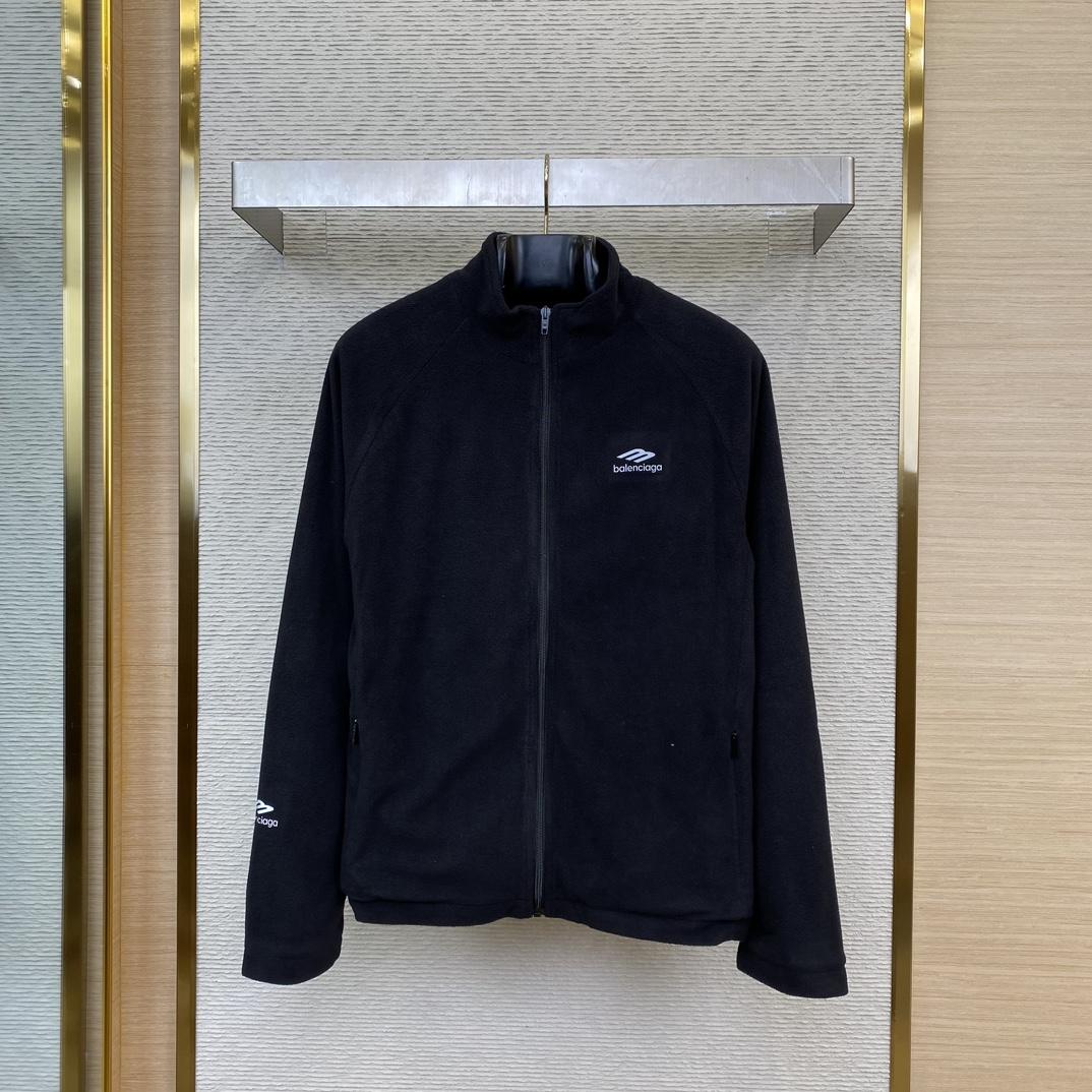 Balenciaga 3B Sports Icon Zip-Up Jacket In Black - FashionPlug