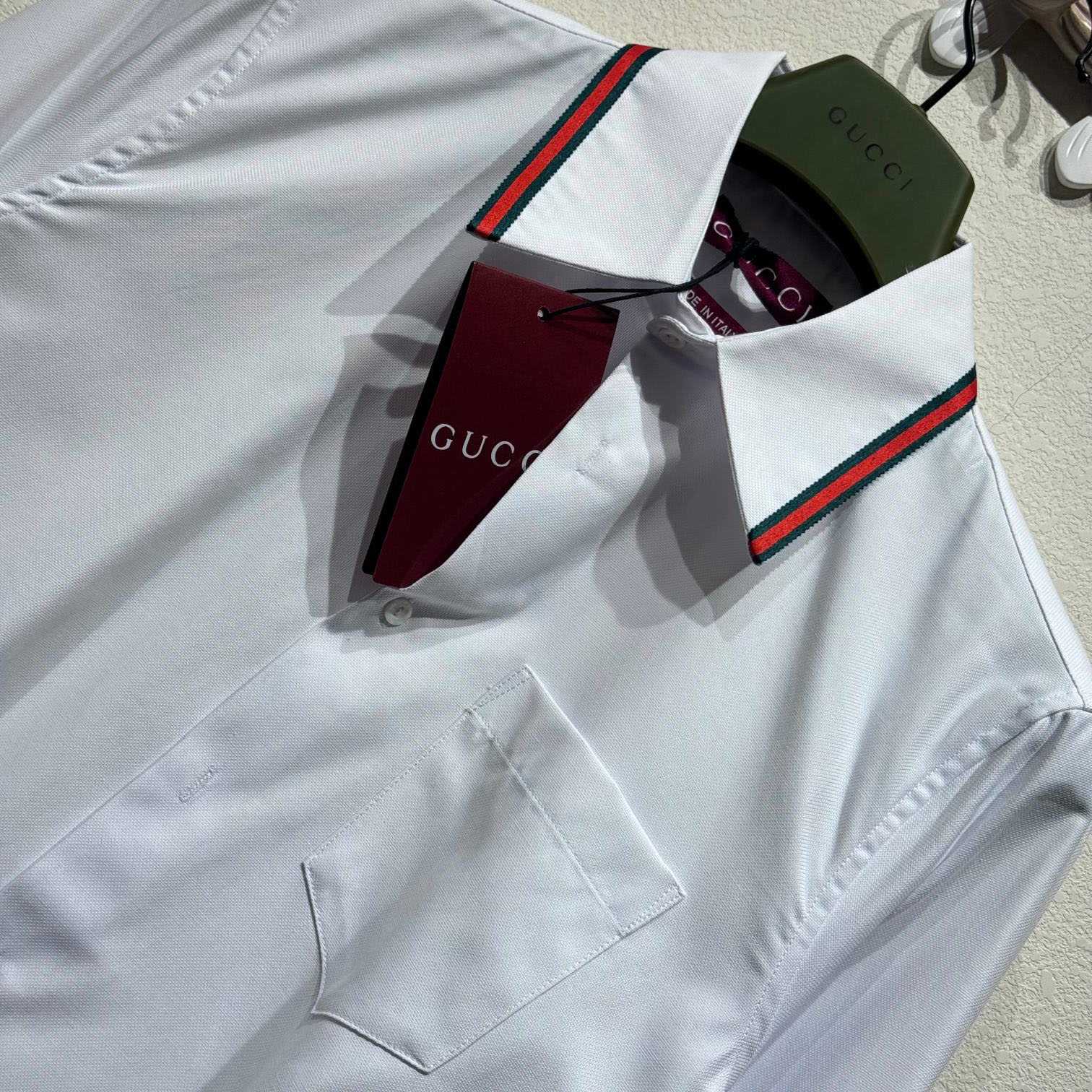 Gucci Oxford Cotton Shirt With Web - FashionPlug