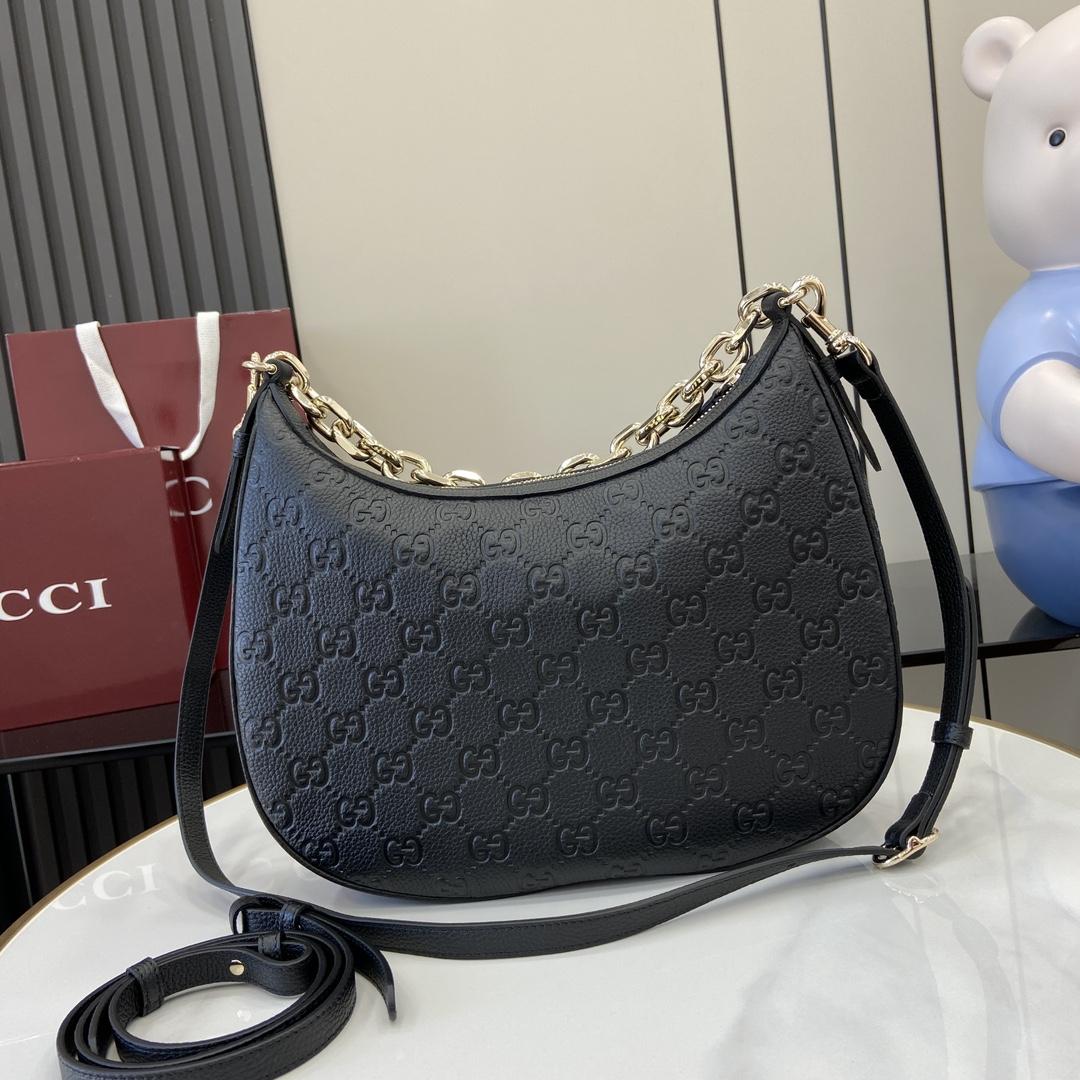 Gucci GG Emblem Medium Shoulder Bag - FashionPlug