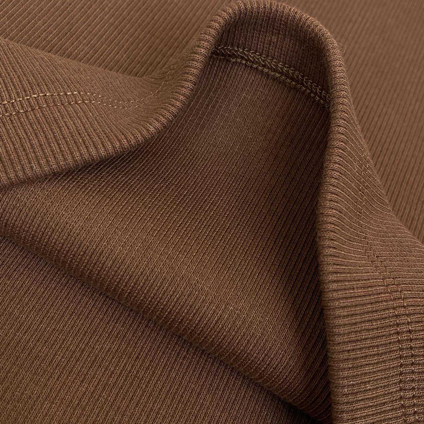 Miu Miu Brown Ribbed Cropped T-Shirt - FashionPlug