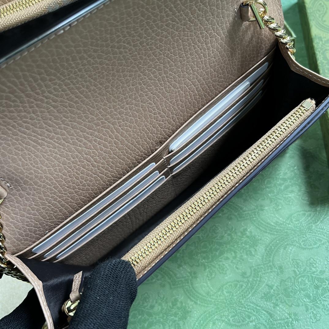 Gucci GGG Marmont Mini Chain Wallet - FashionPlug
