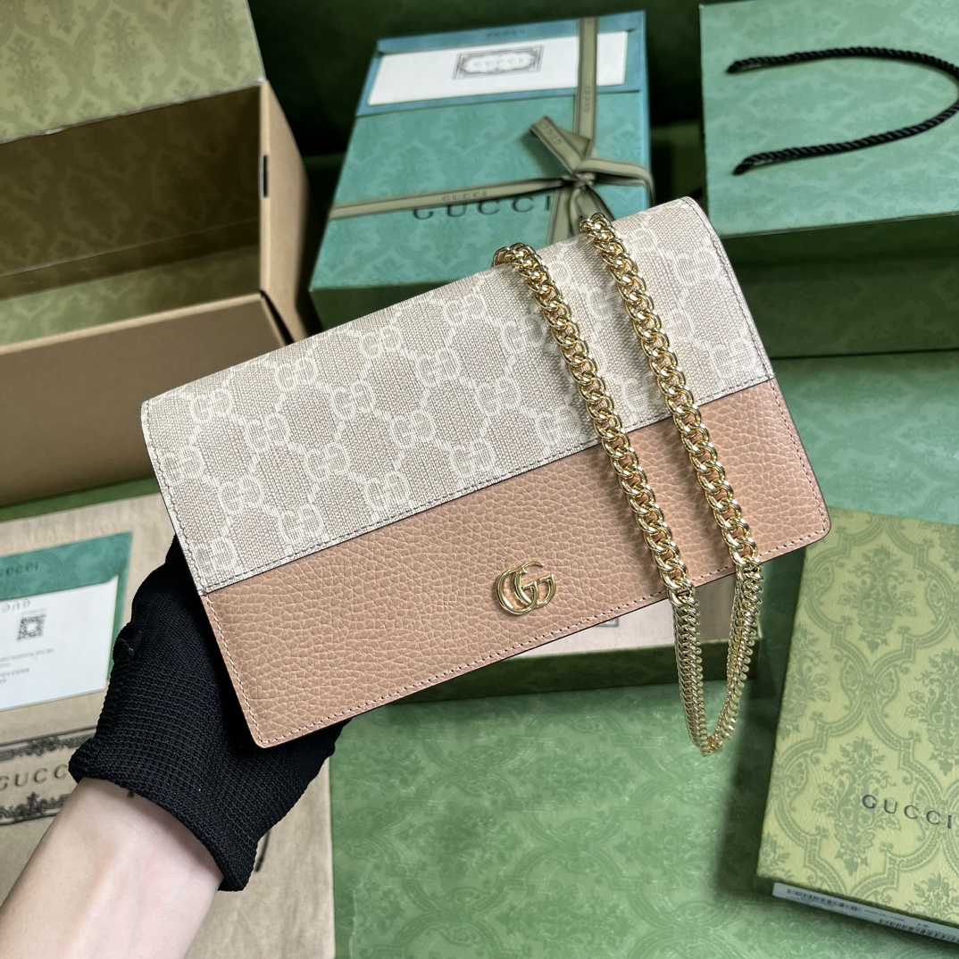 Gucci GGG Marmont Mini Chain Wallet - FashionPlug