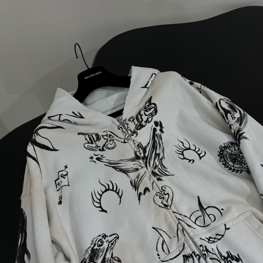 Balenciaga Medium Fit Zip-Up Hoodie - FashionPlug