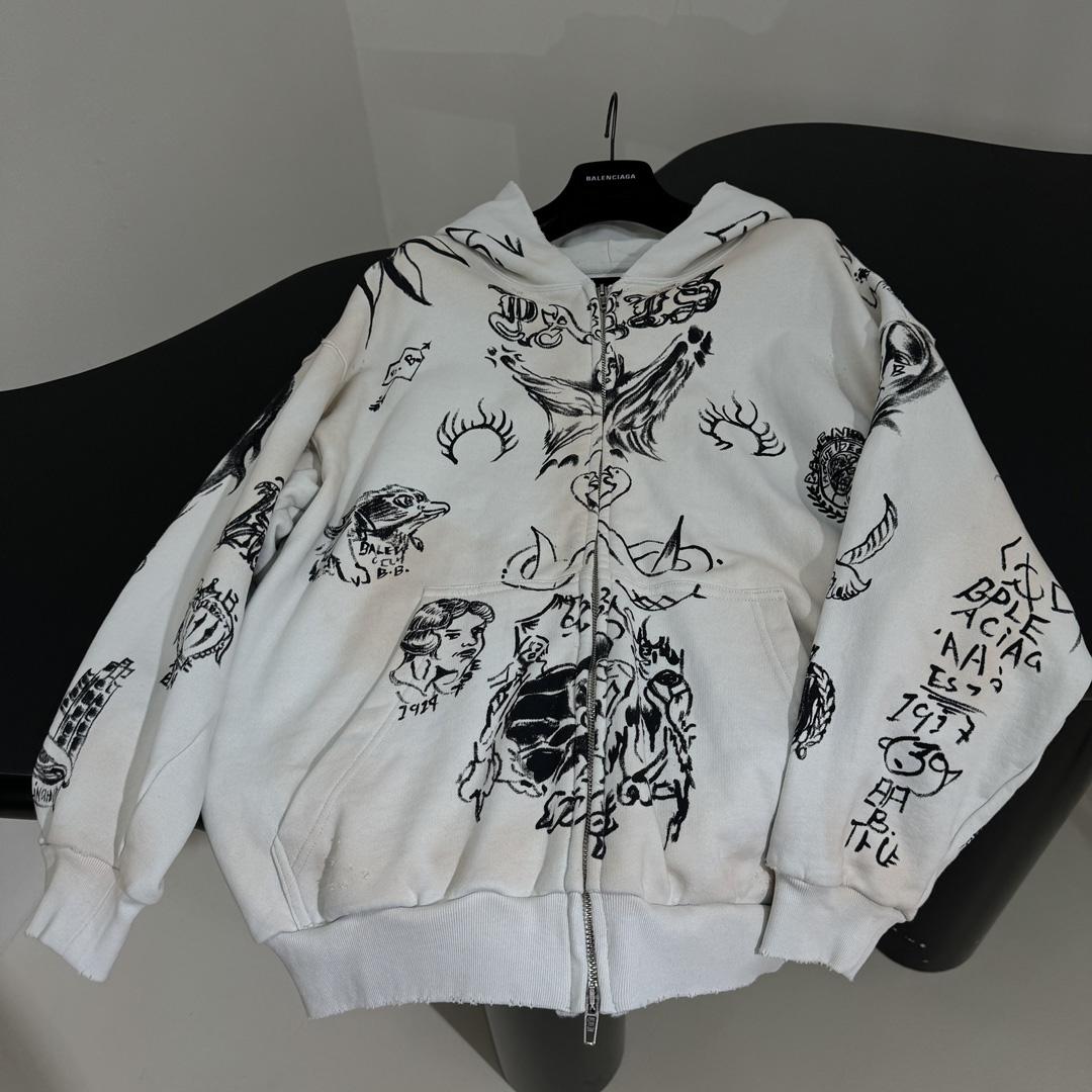 Balenciaga Medium Fit Zip-Up Hoodie - FashionPlug