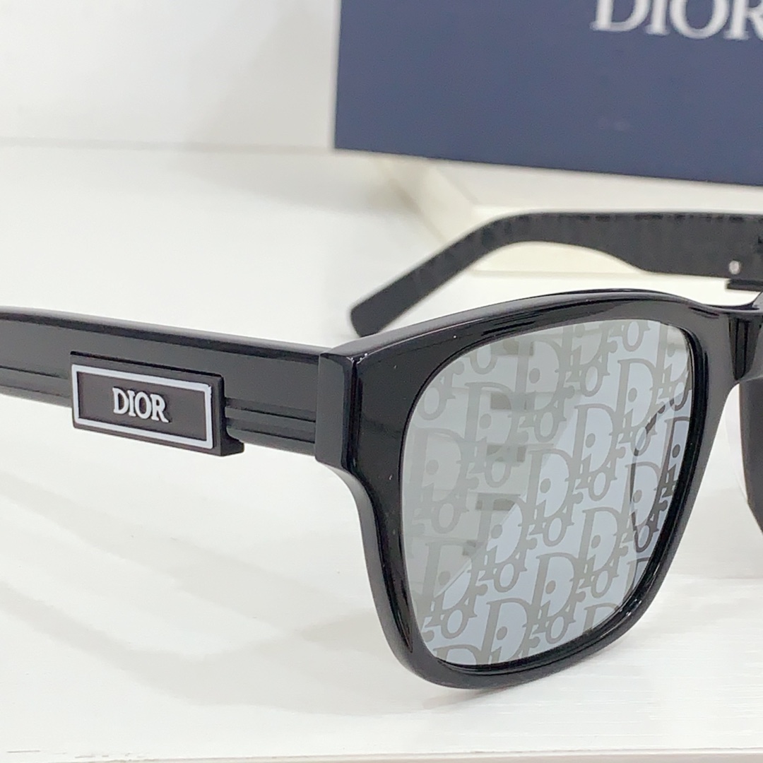 Dior DiorB23 S1I Black Rectangular Sunglasses  - FashionPlug