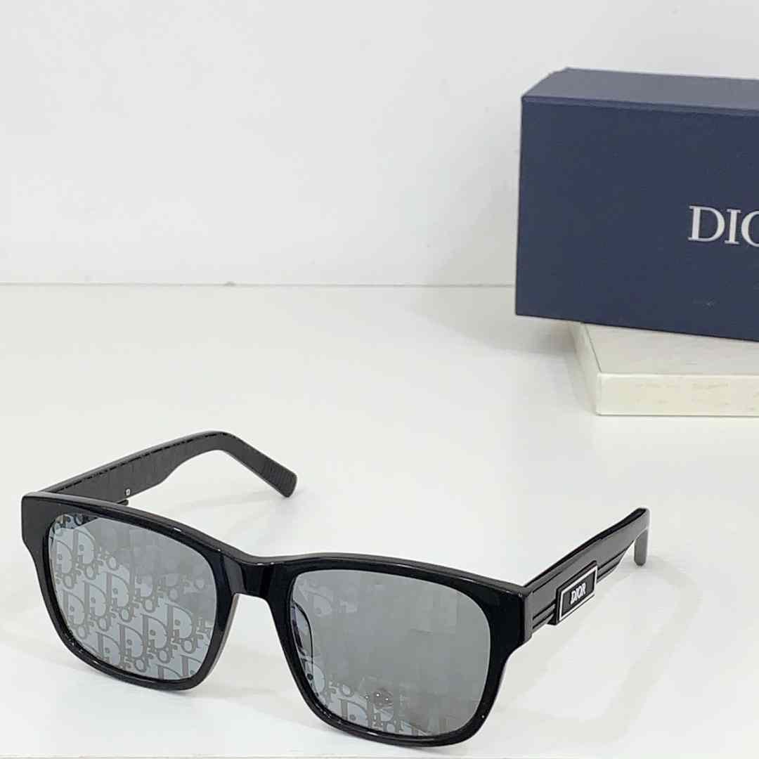 Dior DiorB23 S1I Black Rectangular Sunglasses  - FashionPlug