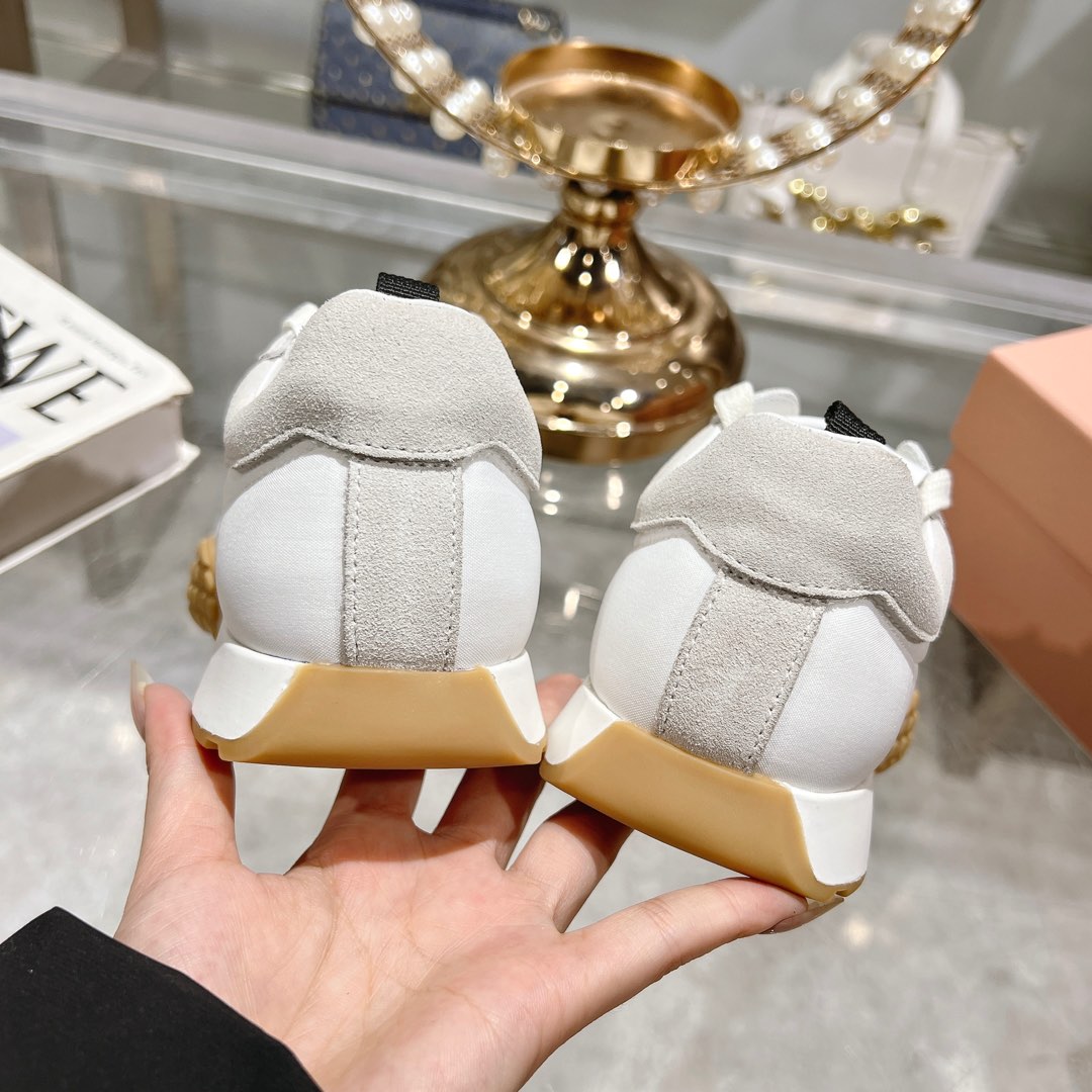 Miu Miu Tyre Technical Fabric And Suede Sneakers - FashionPlug