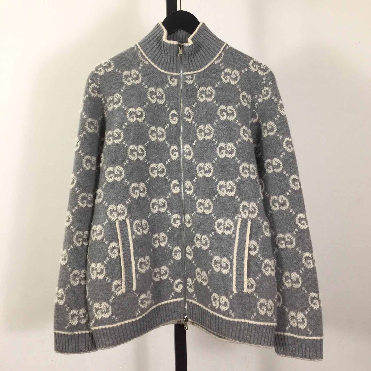 Gucci GG Wool Bouclé Jacquard Cardigan  - FashionPlug