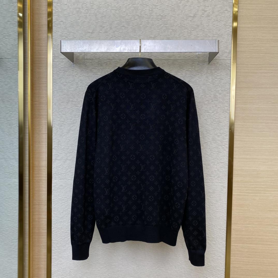 Louis Vuitton Monogram Embellished Wool Evening Crewneck   - FashionPlug