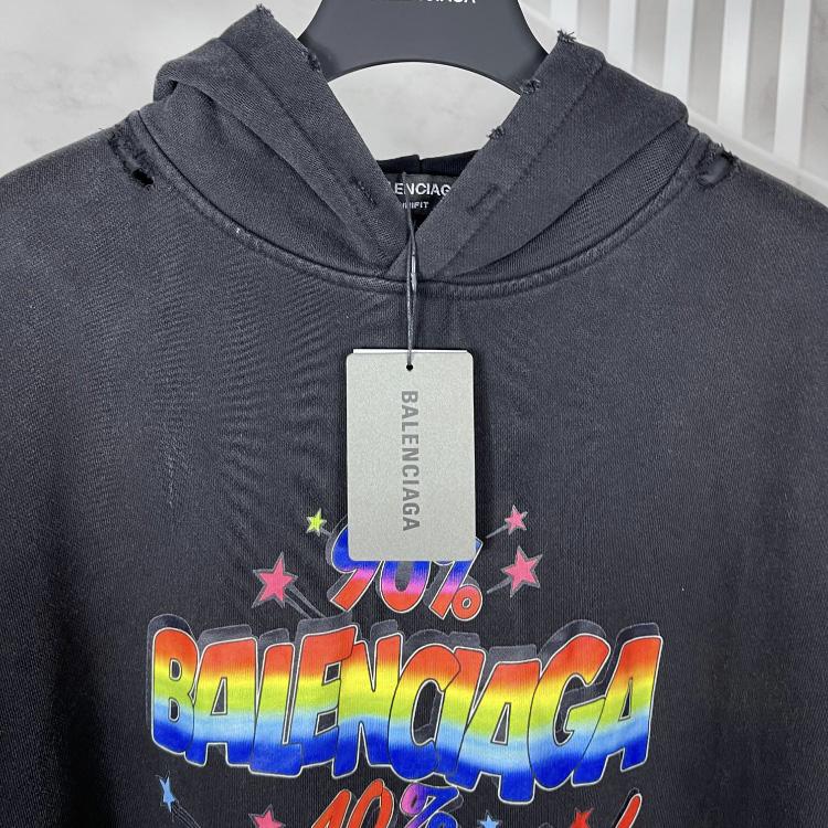 Balenciaga 90/10 slogan-print Hoodie - FashionPlug
