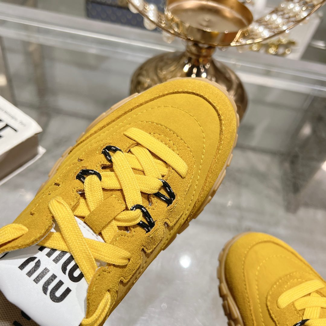 Miu Miu Tyre Technical Fabric And Suede Sneakers - FashionPlug