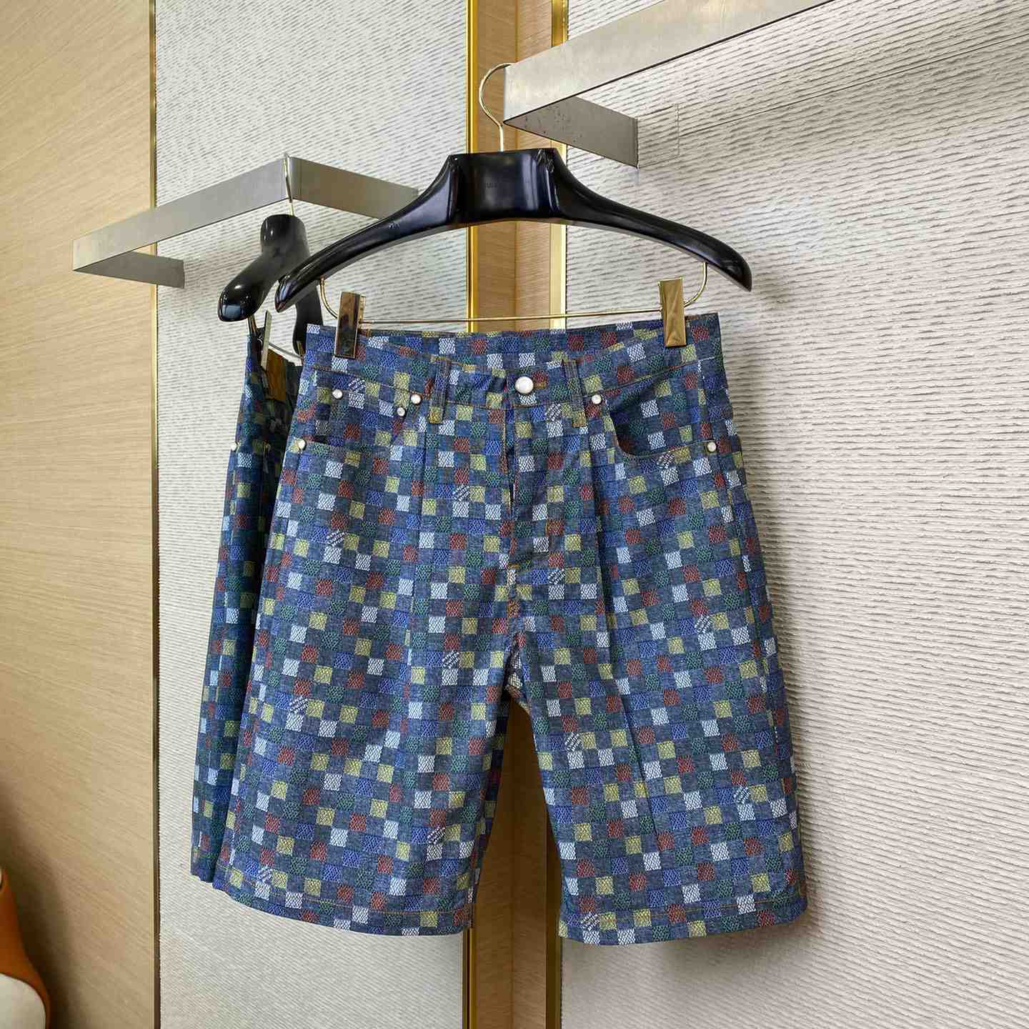 Louis Vuitton Damier Wide Chambray Shorts - FashionPlug