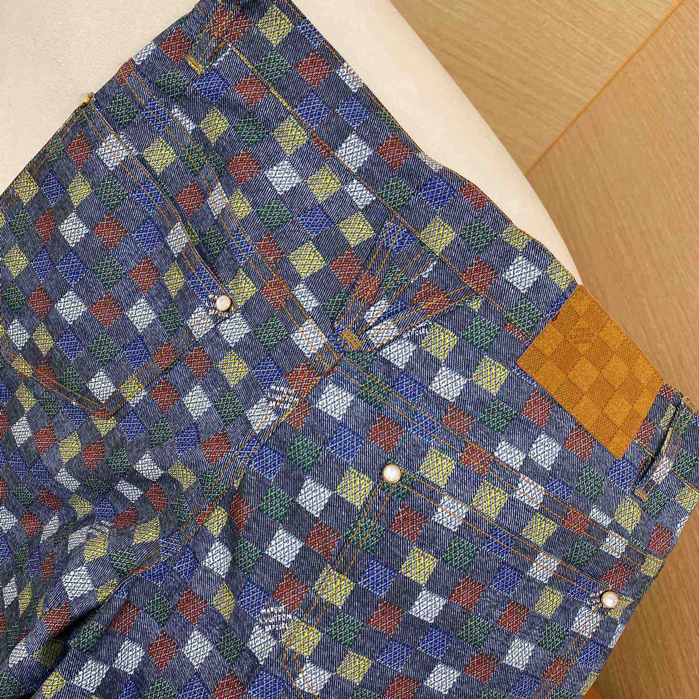Louis Vuitton Damier Wide Chambray Shorts - FashionPlug