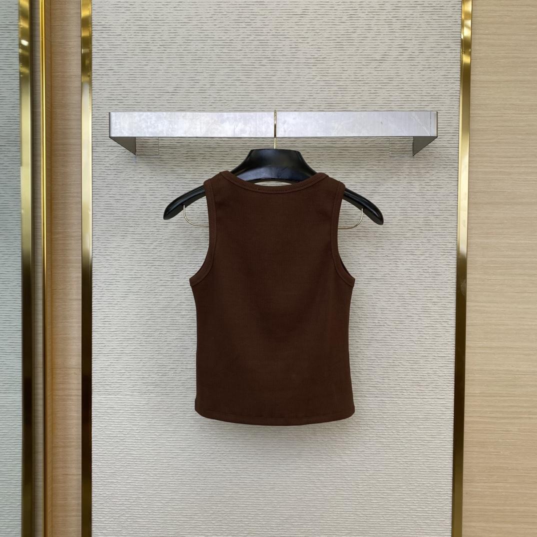Miu Miu Brown Ribbed Knit Tank Top - FashionPlug