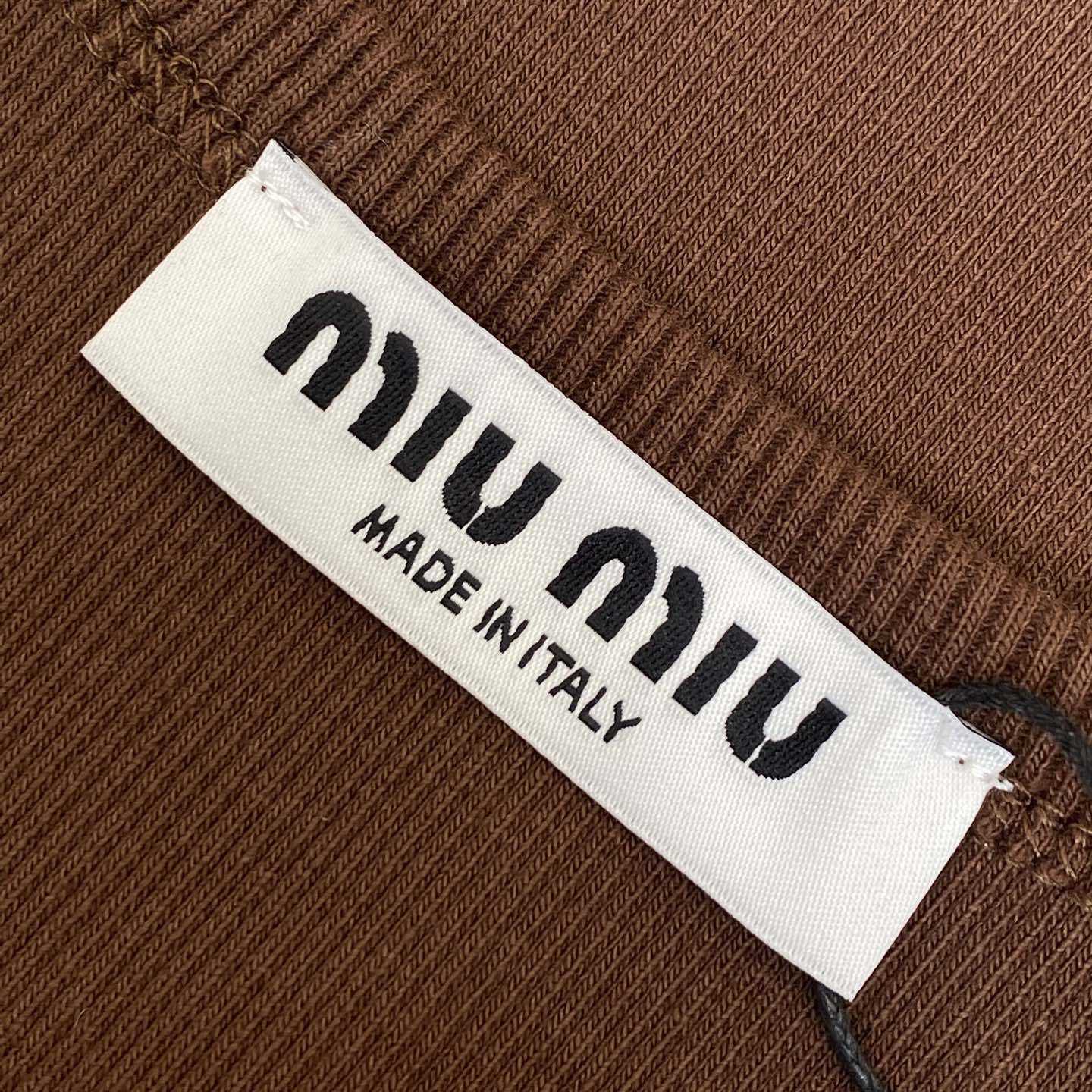 Miu Miu Brown Ribbed Knit Tank Top - FashionPlug