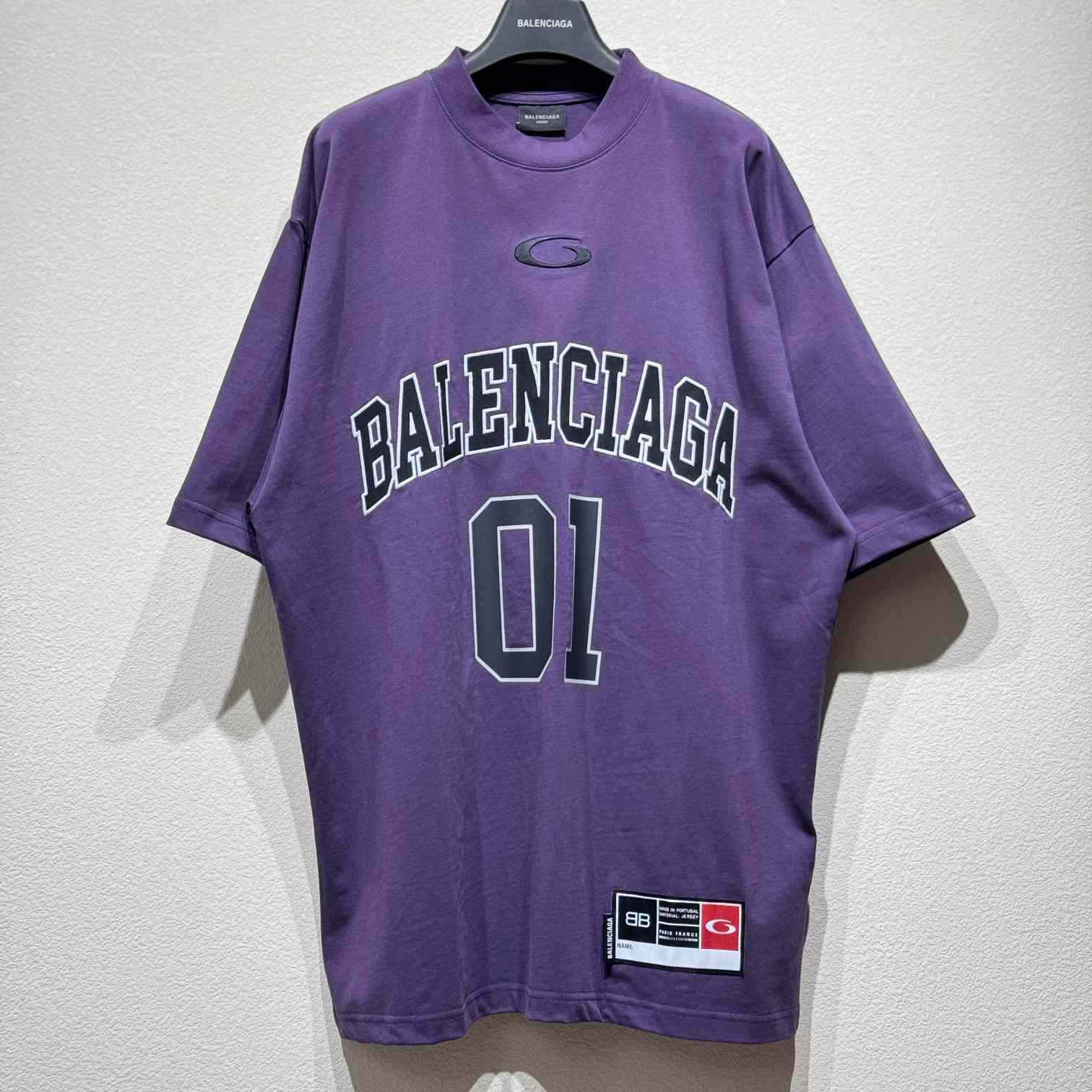 Balenciaga Basketball Series - Oversized T-Shirt In Deep Purple Vintage Jersey - FashionPlug